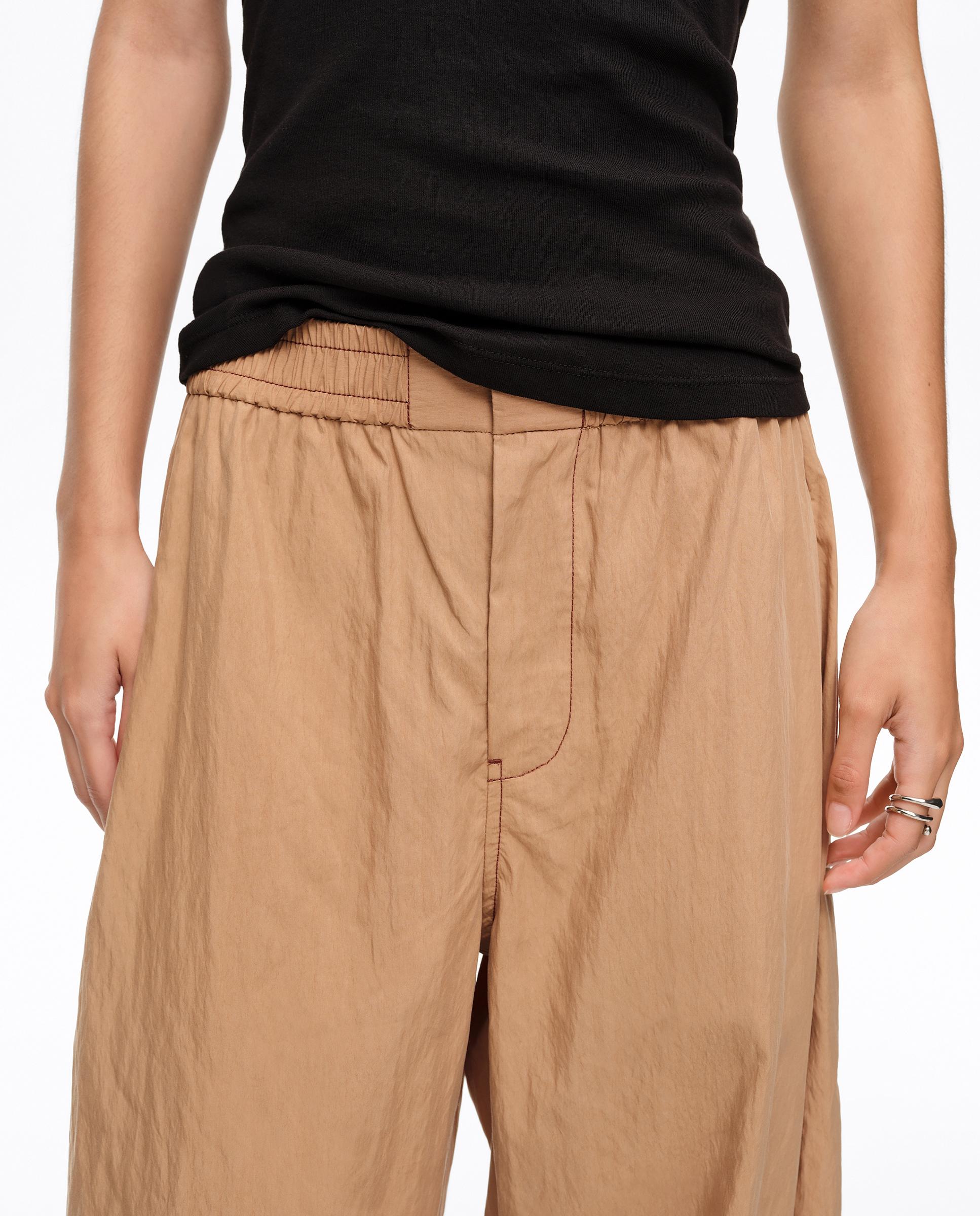 Calças Jogger com Bainha Franzida Castanho-2