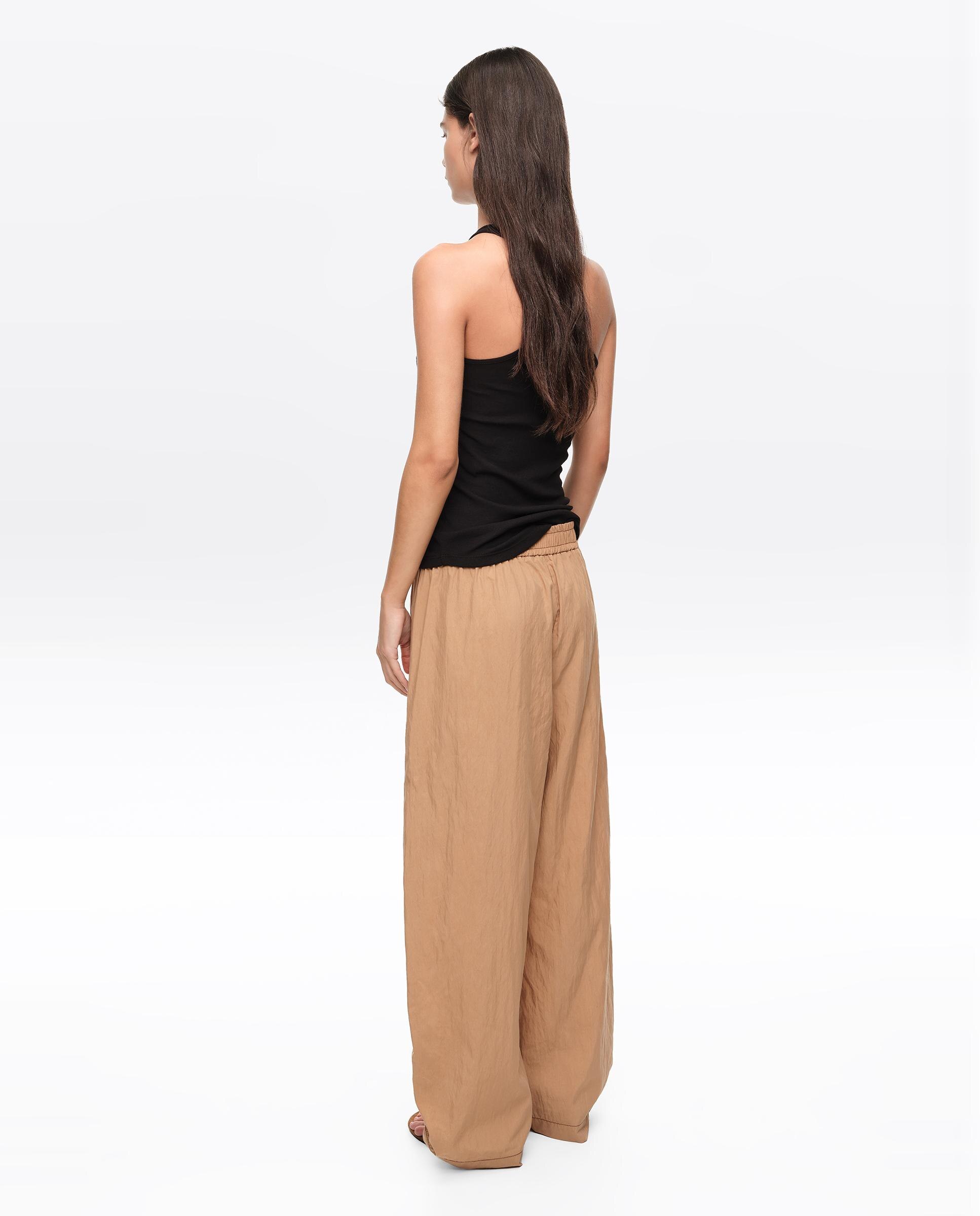 Calças Jogger com Bainha Franzida Castanho-5
