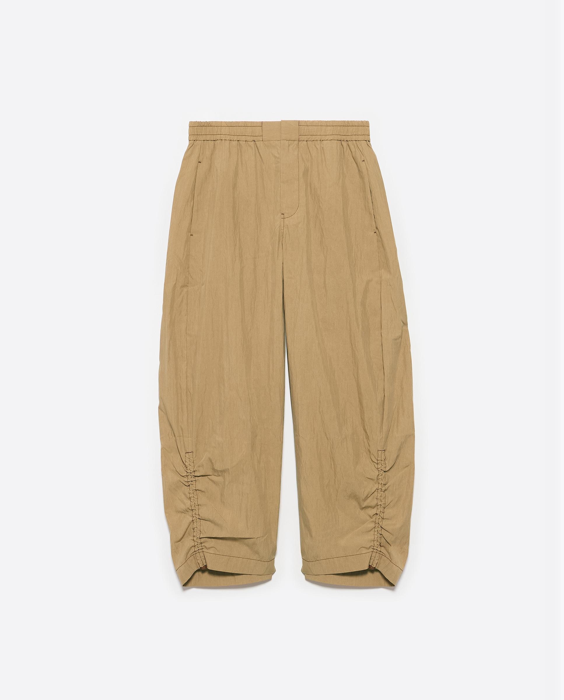 Calças Jogger com Bainha Franzida Castanho-6