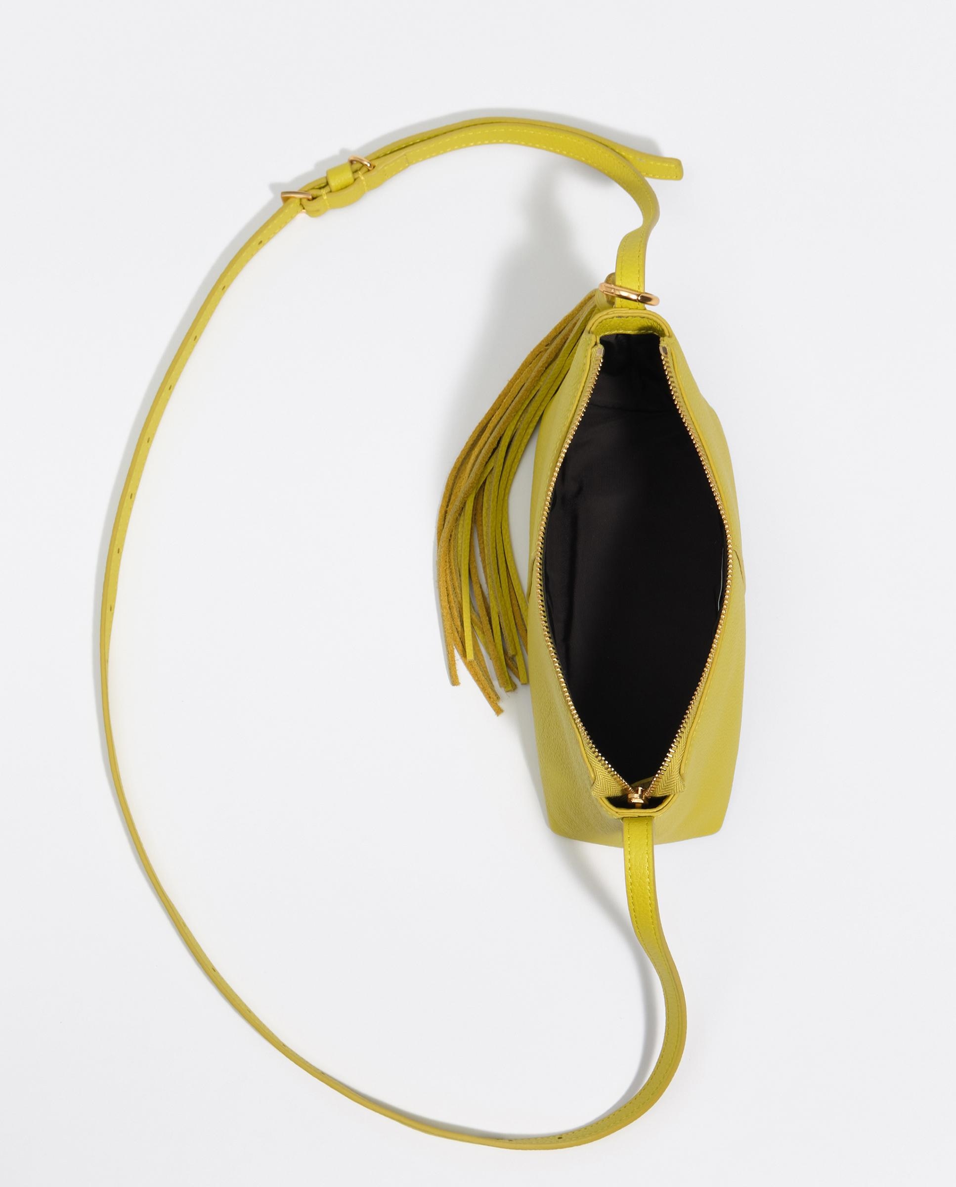 Mala a Tiracolo Mini Pele Amarelo-5