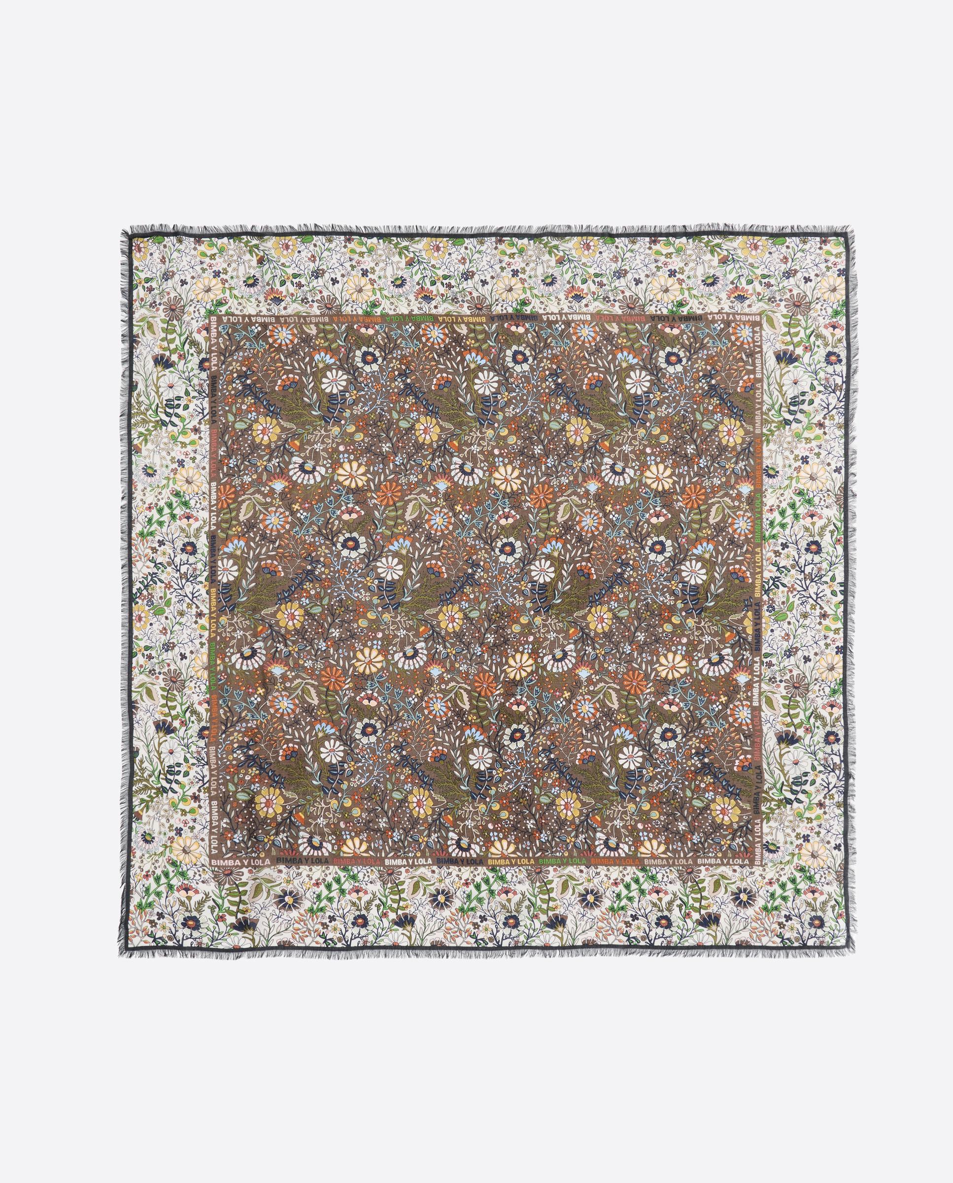 Imagem 0 de Xaile com Flores e Moldura com Logos
