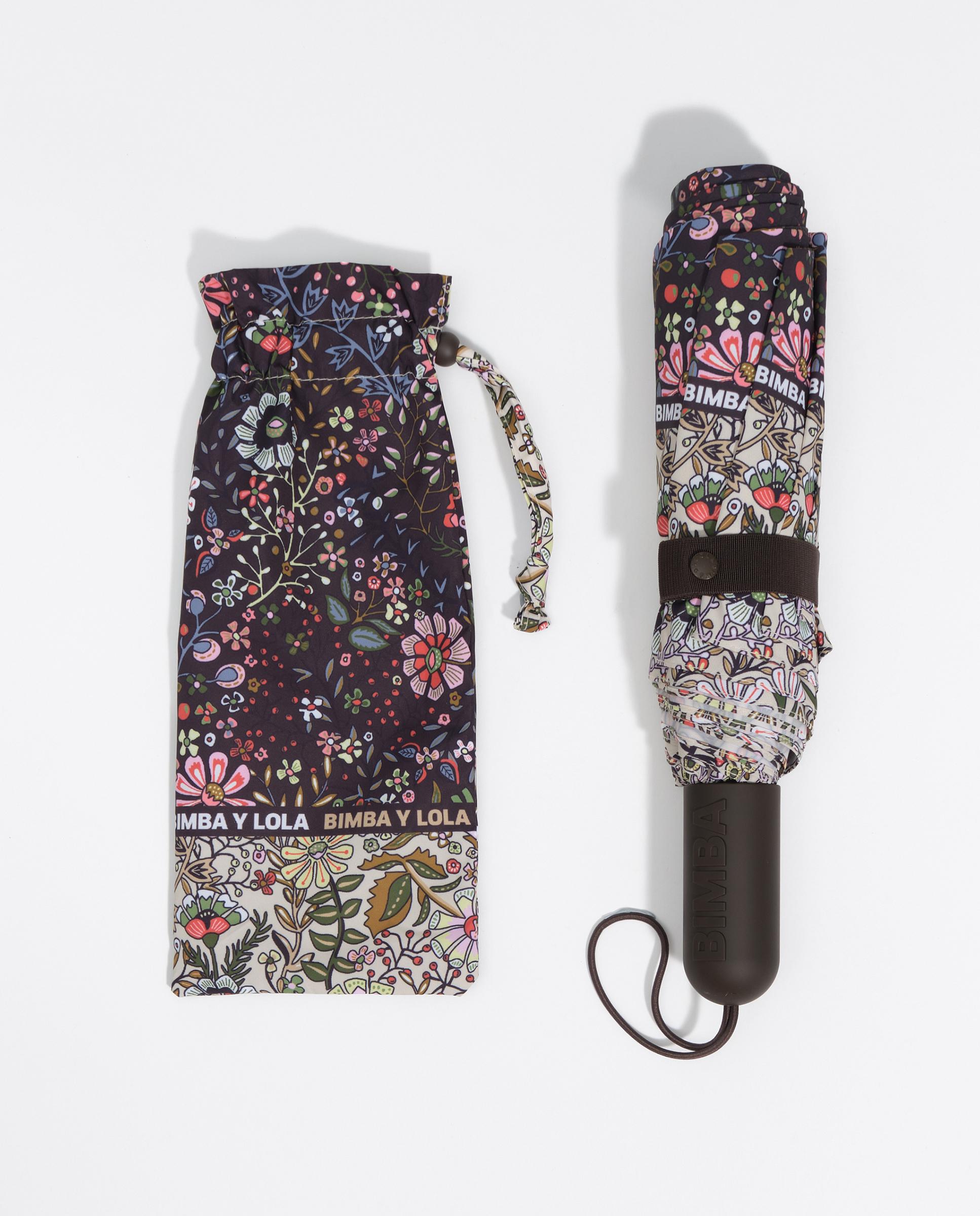 Guarda-chuva Patchwork de Flores Castanho-3