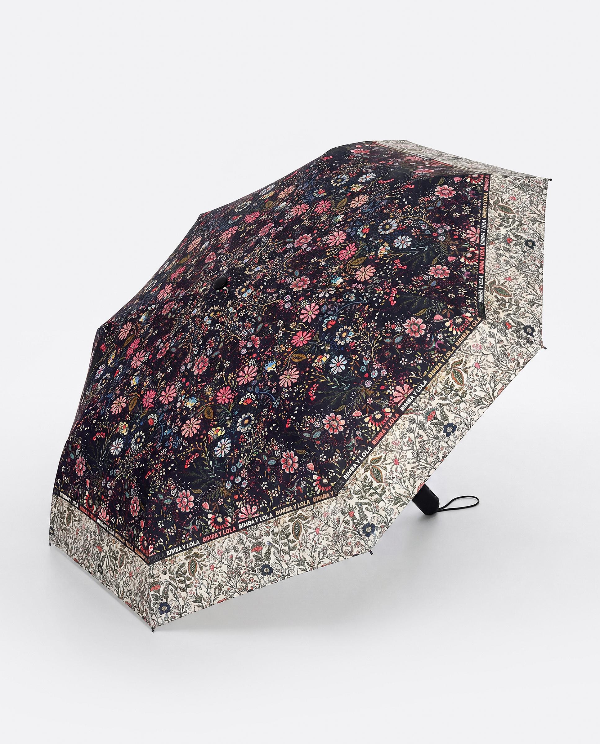 Guarda-chuva Patchwork de Flores Castanho-4