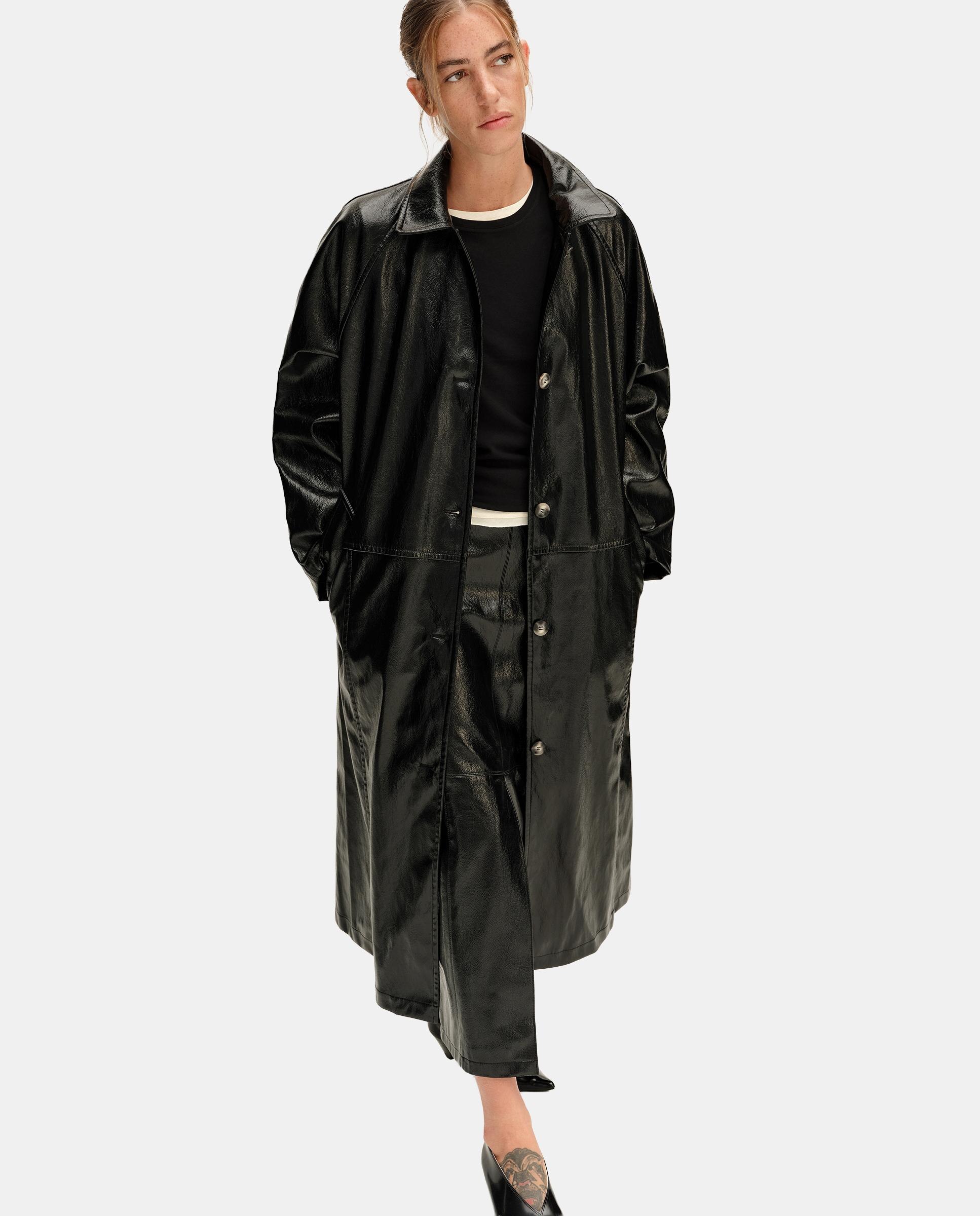 Gabardina Midi com Botões Antracite-3