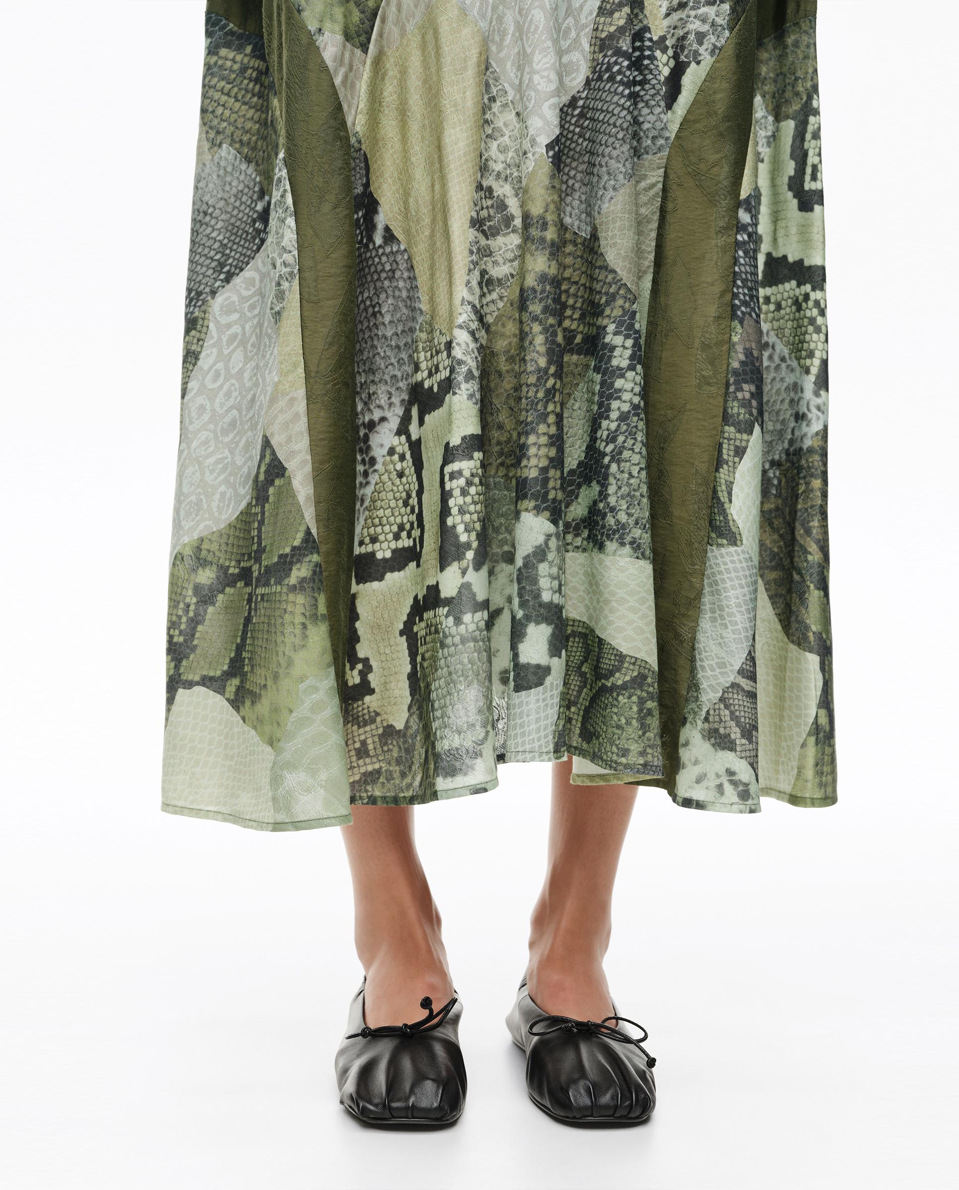 Vestido Linha a Snake Patchwork Verde-3