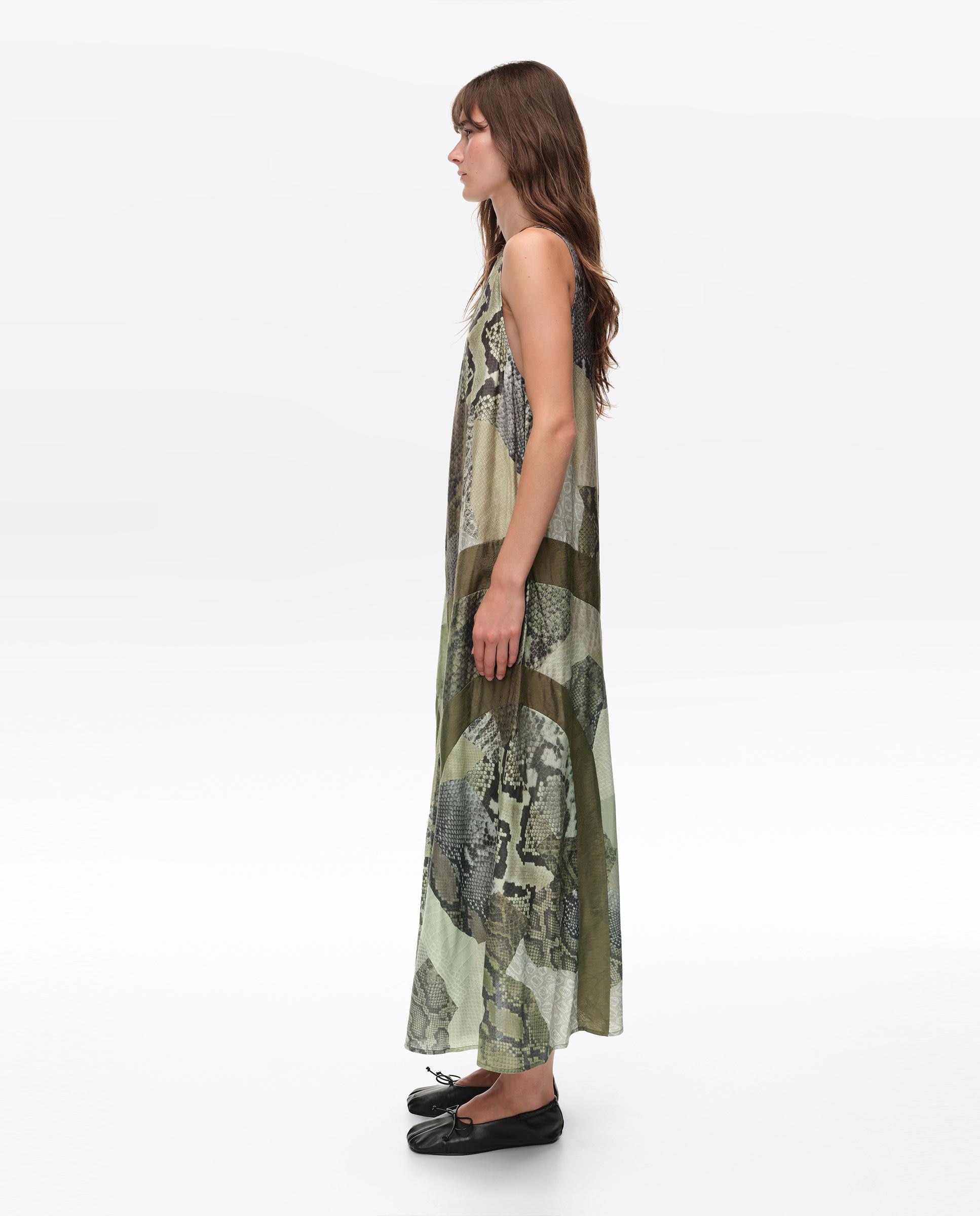 Vestido Linha a Snake Patchwork Verde-4