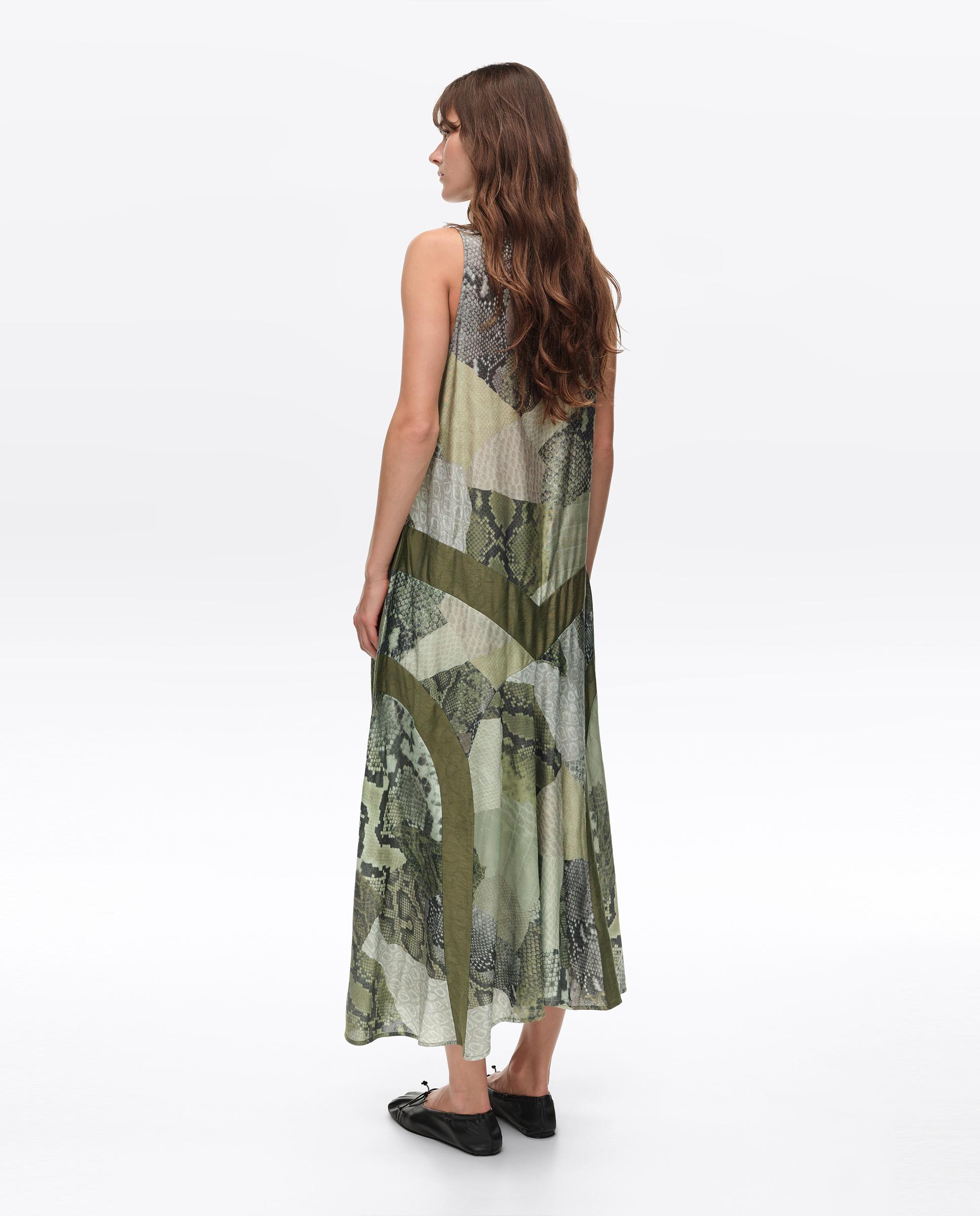 Vestido Linha a Snake Patchwork Verde-5