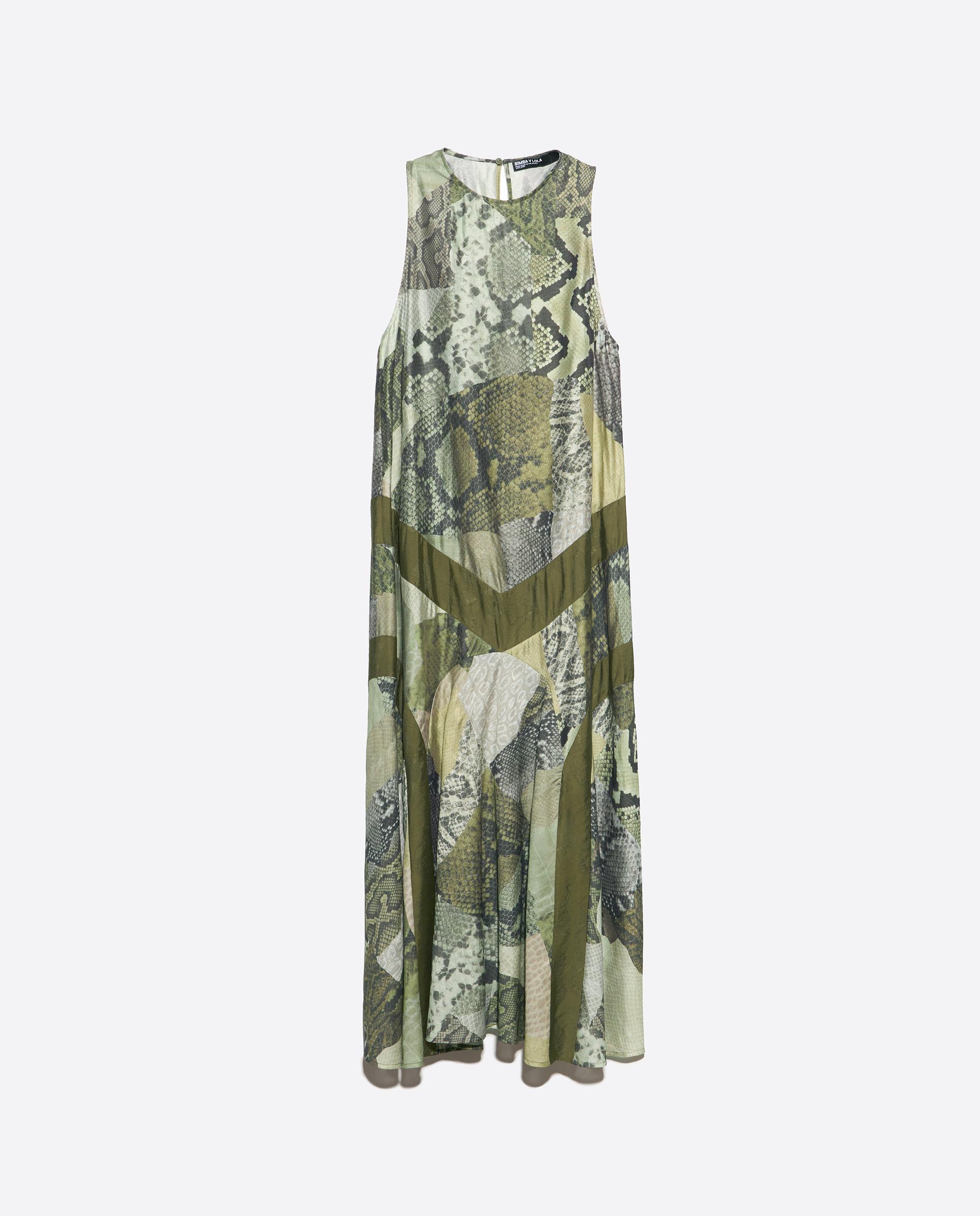 Vestido Linha a Snake Patchwork Verde-6