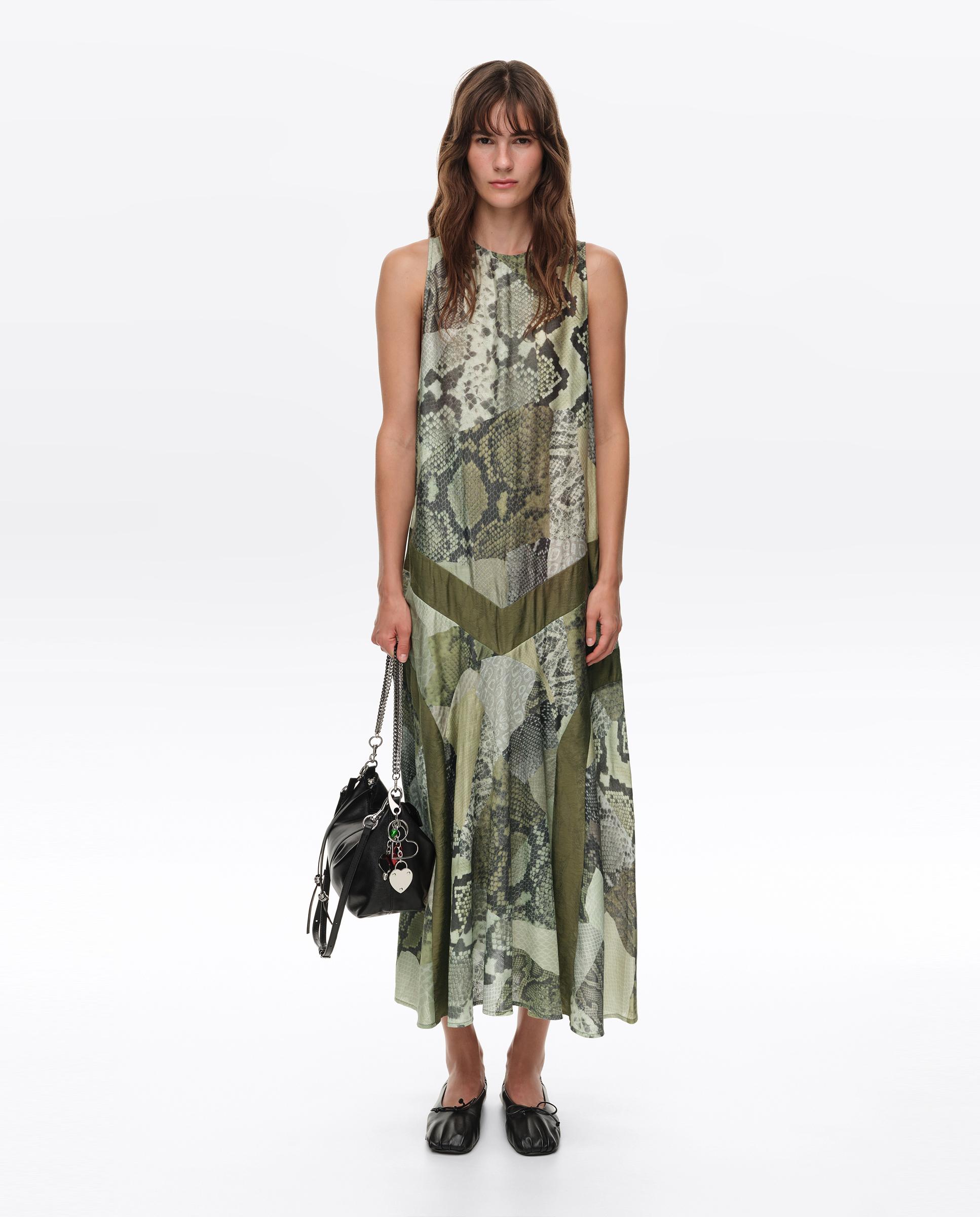 Vestido Linha a Snake Patchwork Verde-7