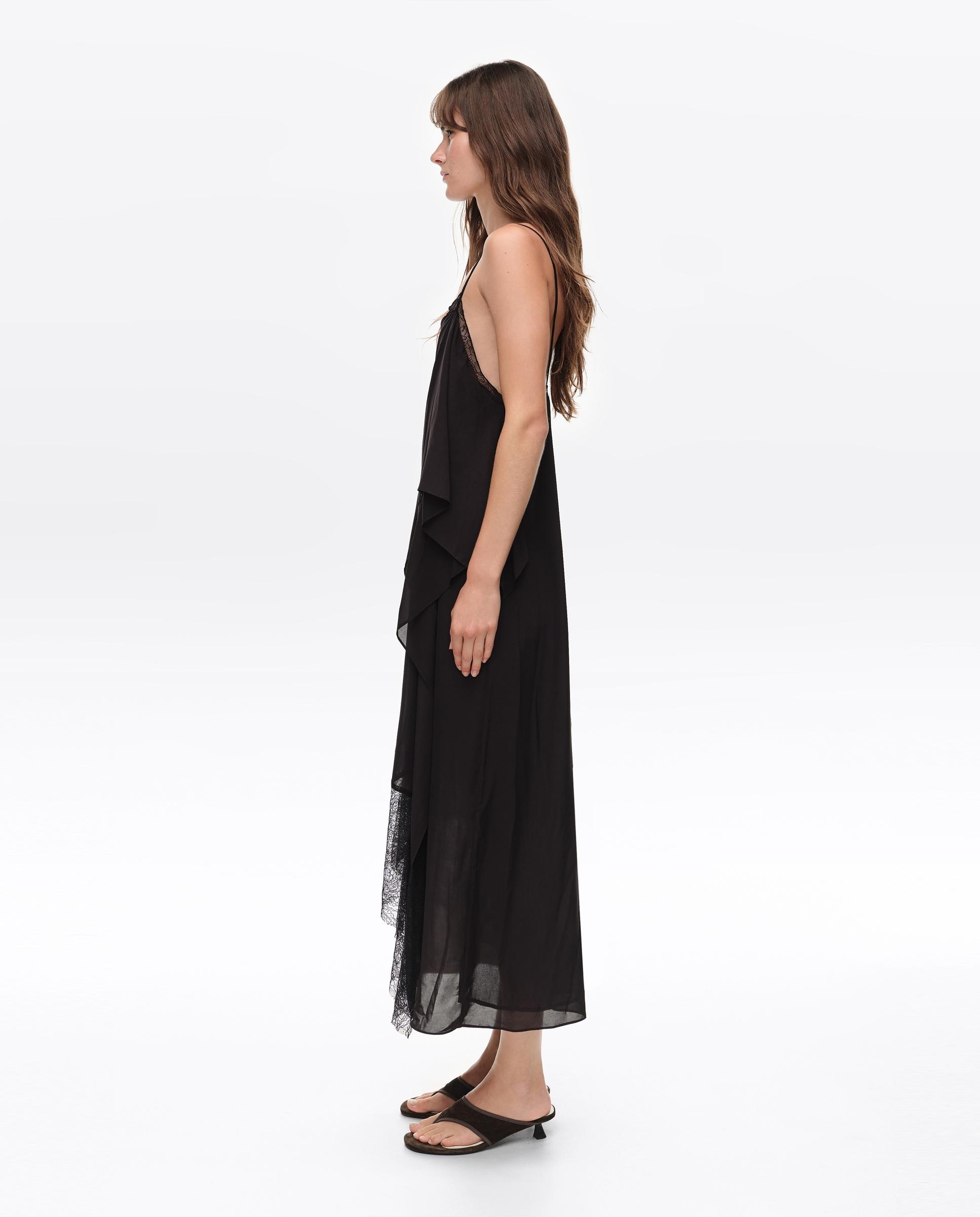 Vestido Fluido com Capas Preto-4