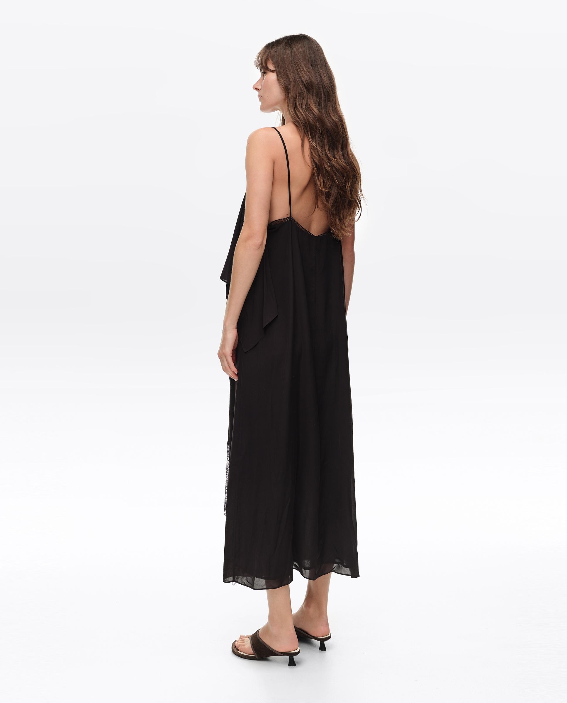 Vestido Fluido com Capas Preto-5