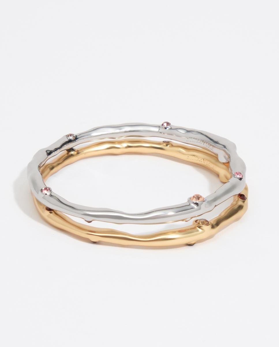 Imagem 0 de Set 2 Pulseiras Cristais Metal Textura