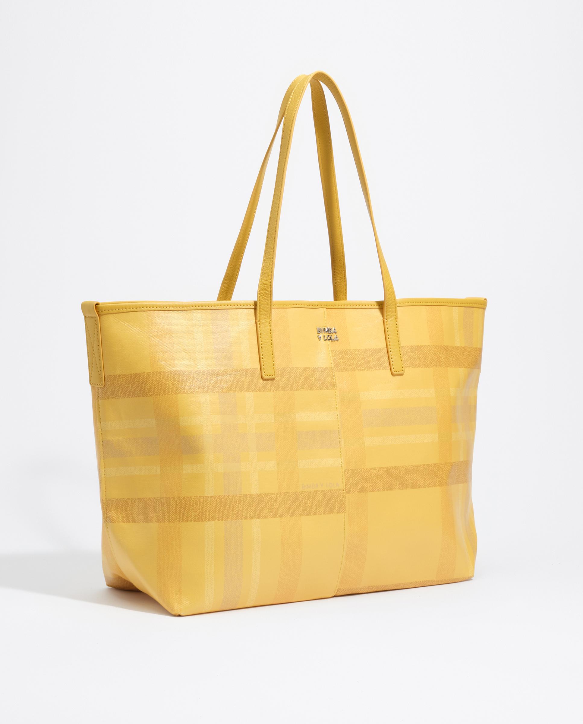 Mala de Ombro Shopper Grande Tartã Amarelo-2