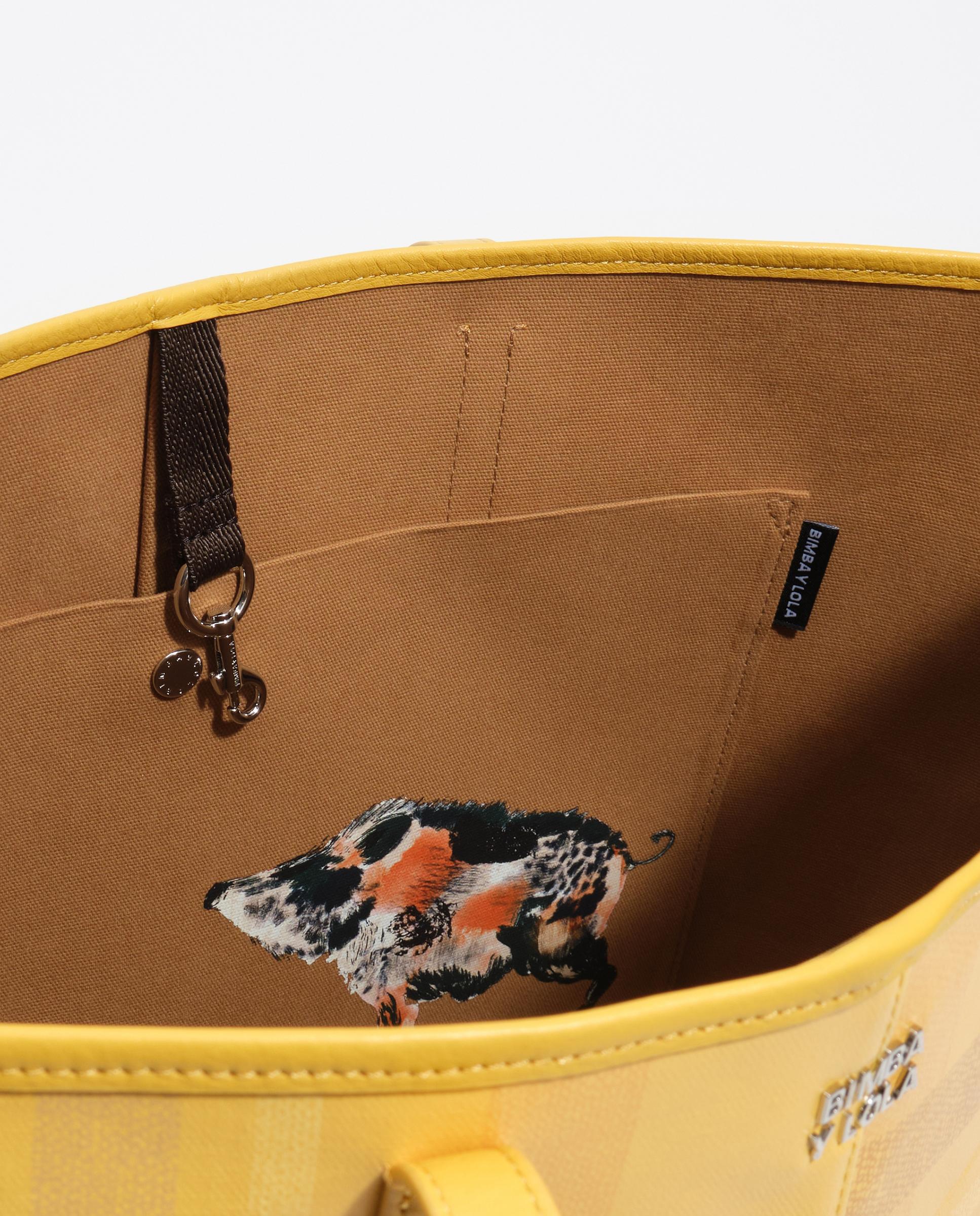 Mala de Ombro Shopper Grande Tartã Amarelo-5
