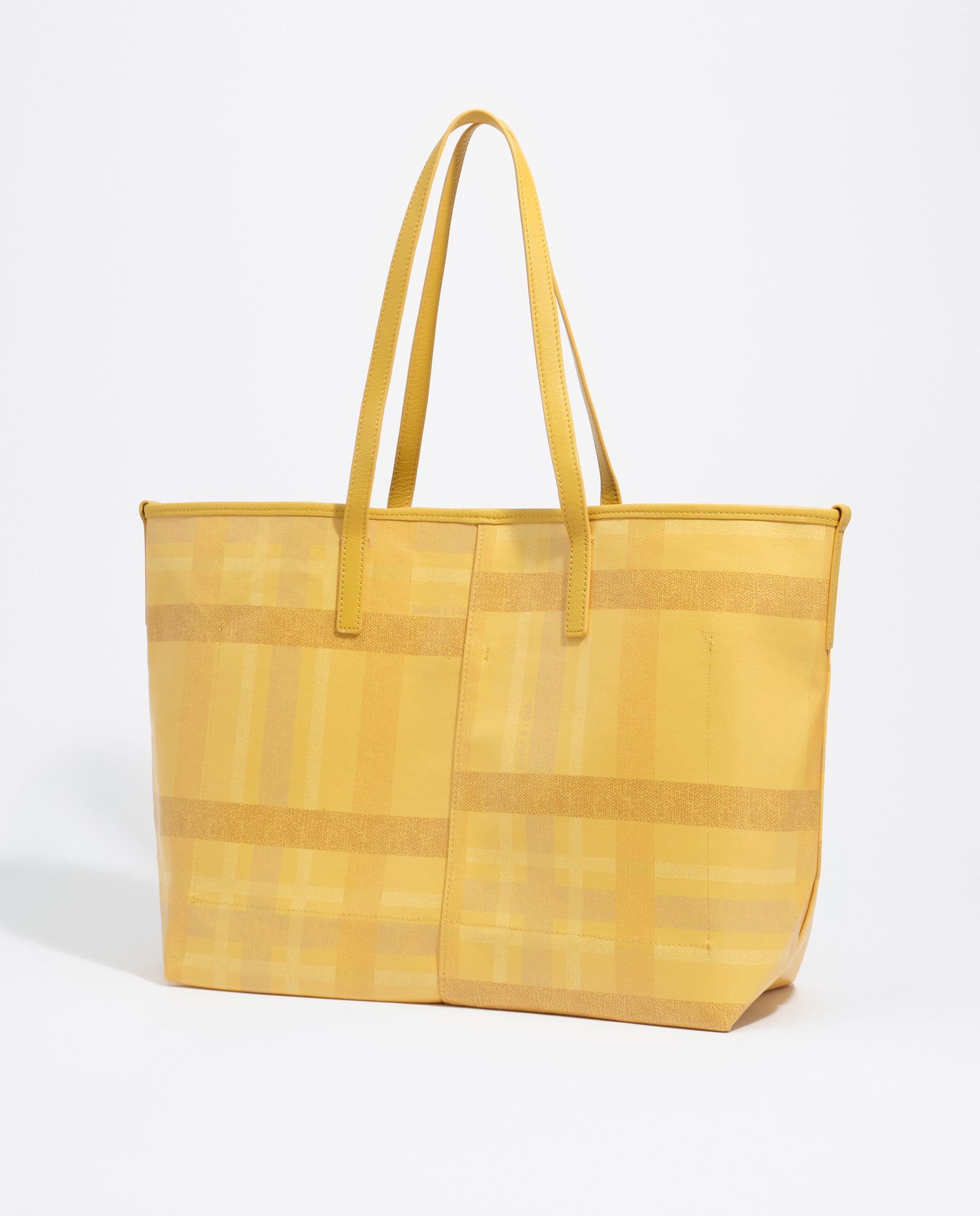 Mala de Ombro Shopper Grande Tartã Amarelo-6