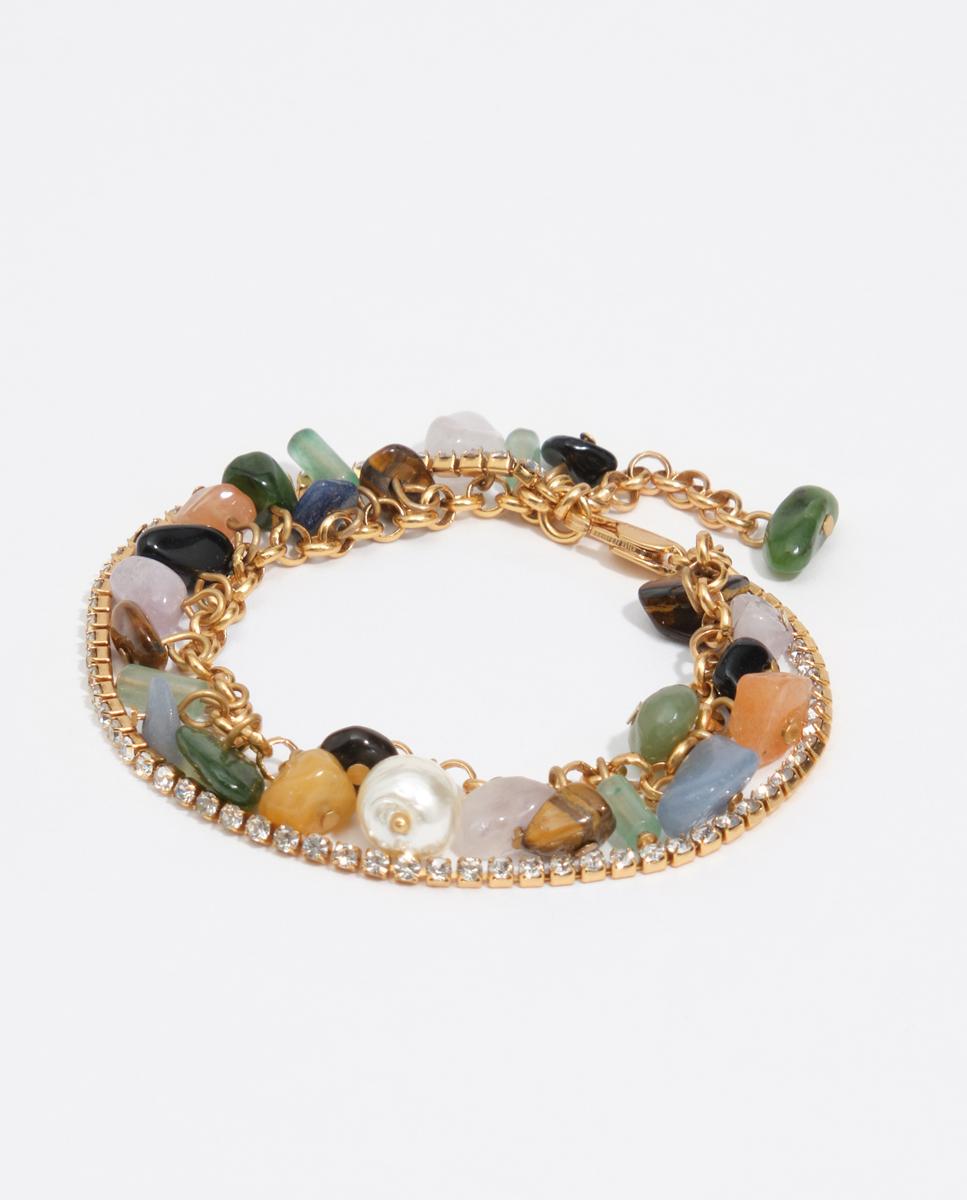 Imagem 0 de Pulseira Multipiedras com Cristais Corrente