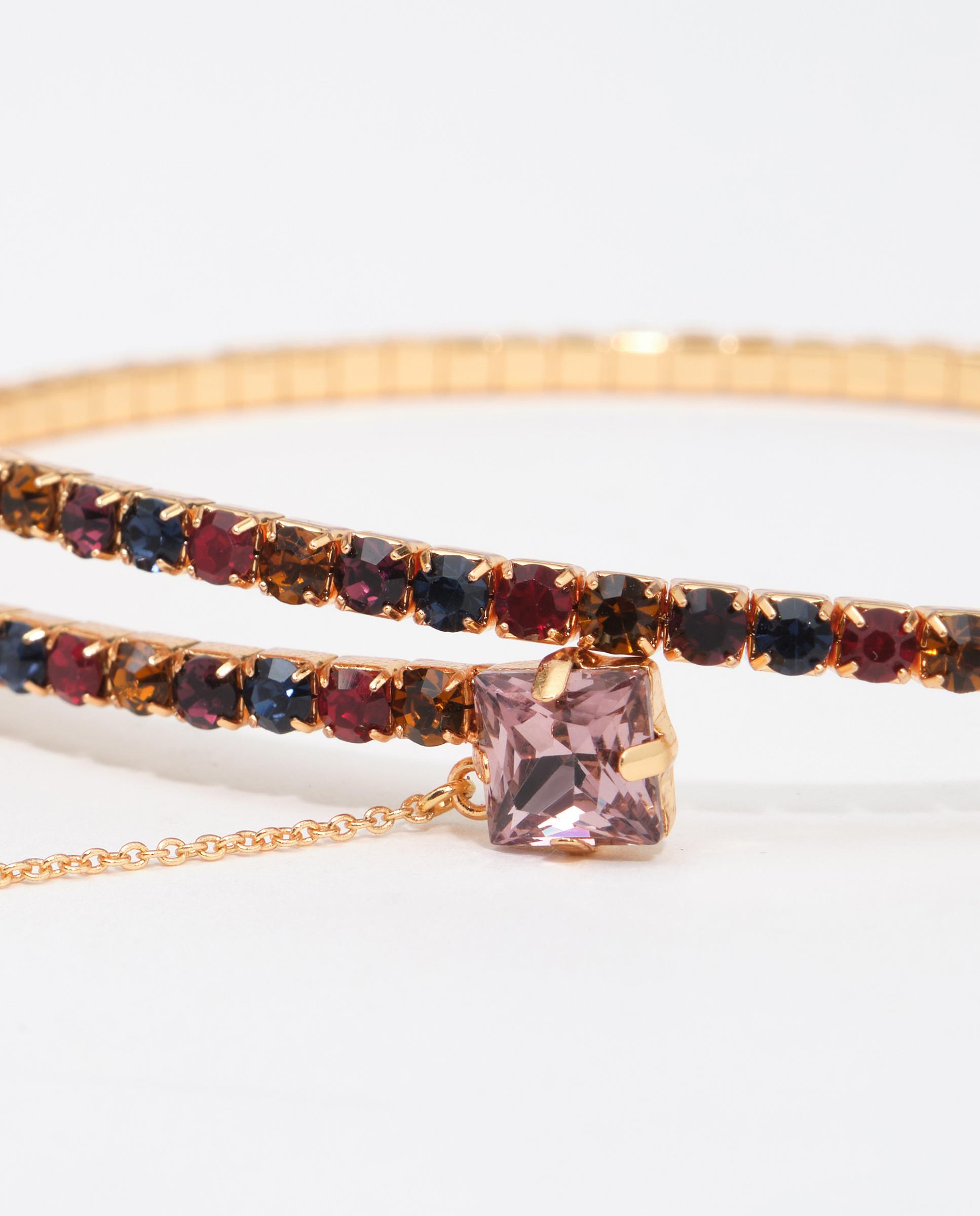 Colar Choker Cristais com Corrente e Laço Dourado Dourado-2