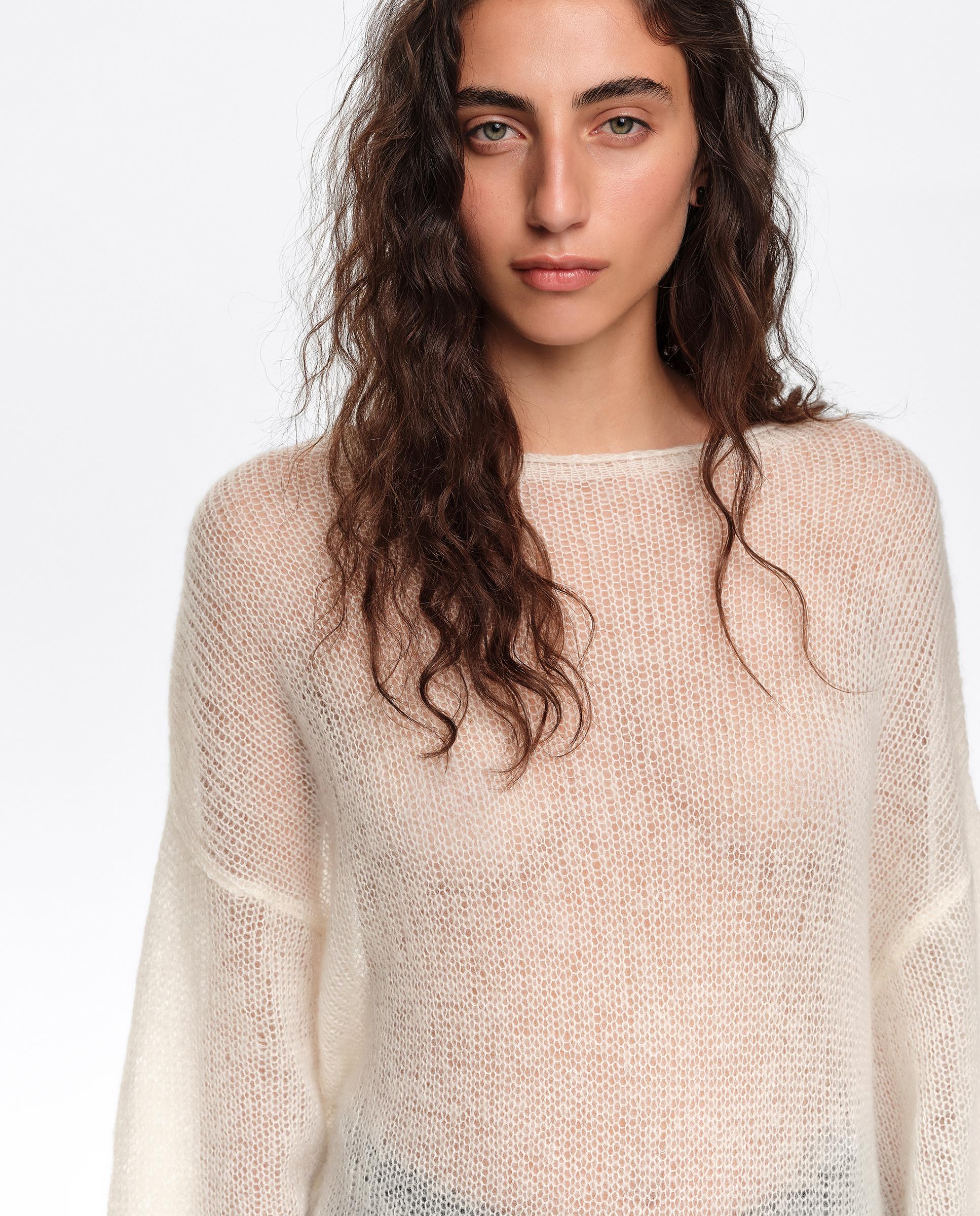 Camisola Mohair com Franjas Marfim-2