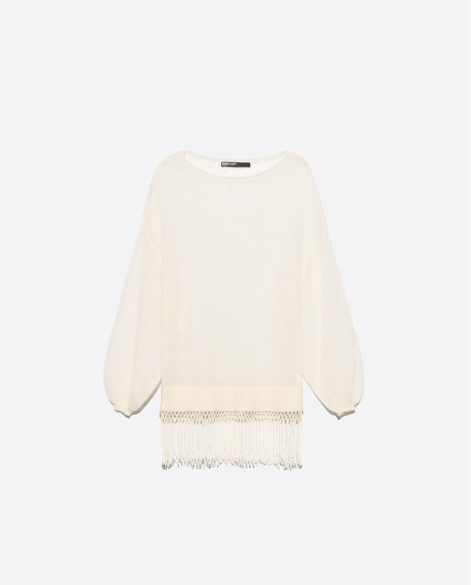 Camisola Mohair com Franjas Marfim-5