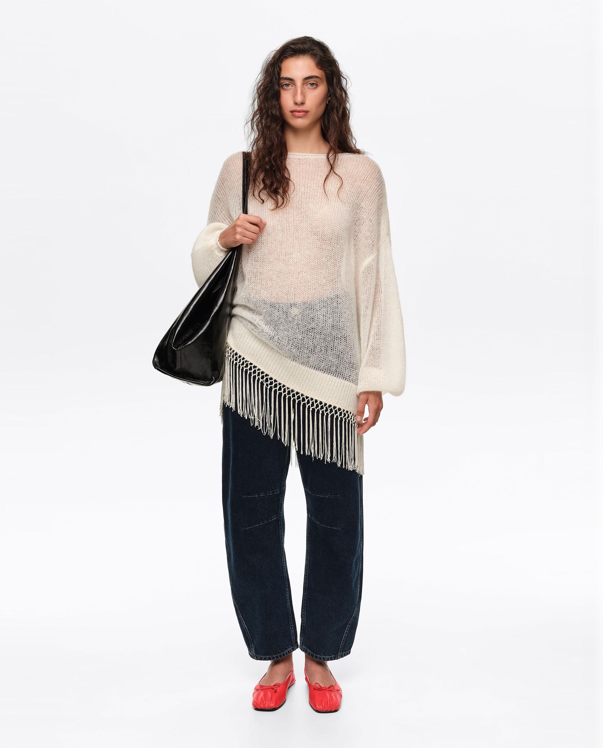 Camisola Mohair com Franjas Marfim-6