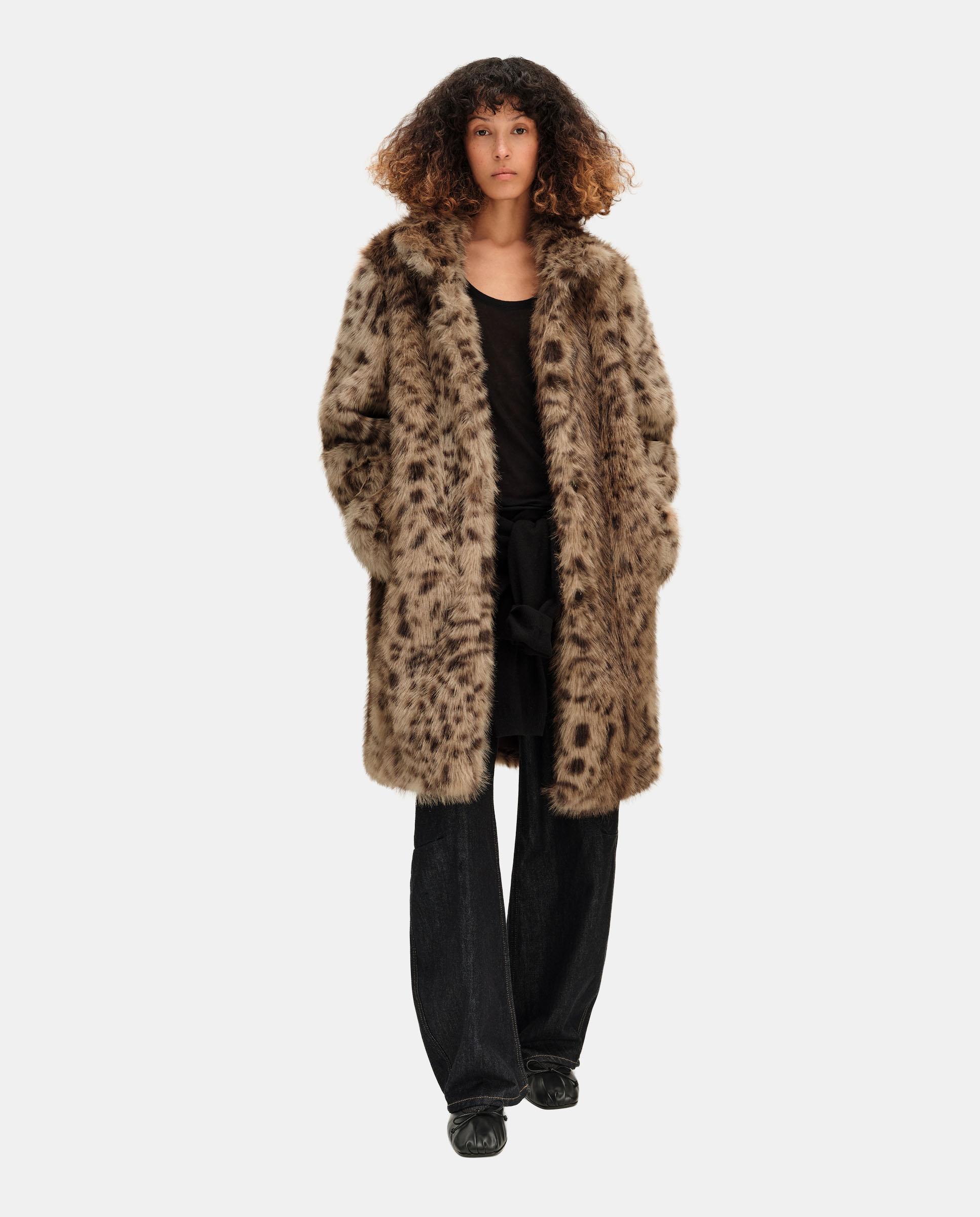 Imagem 1 de Sobretudo de Pelo Leopardo Comprido