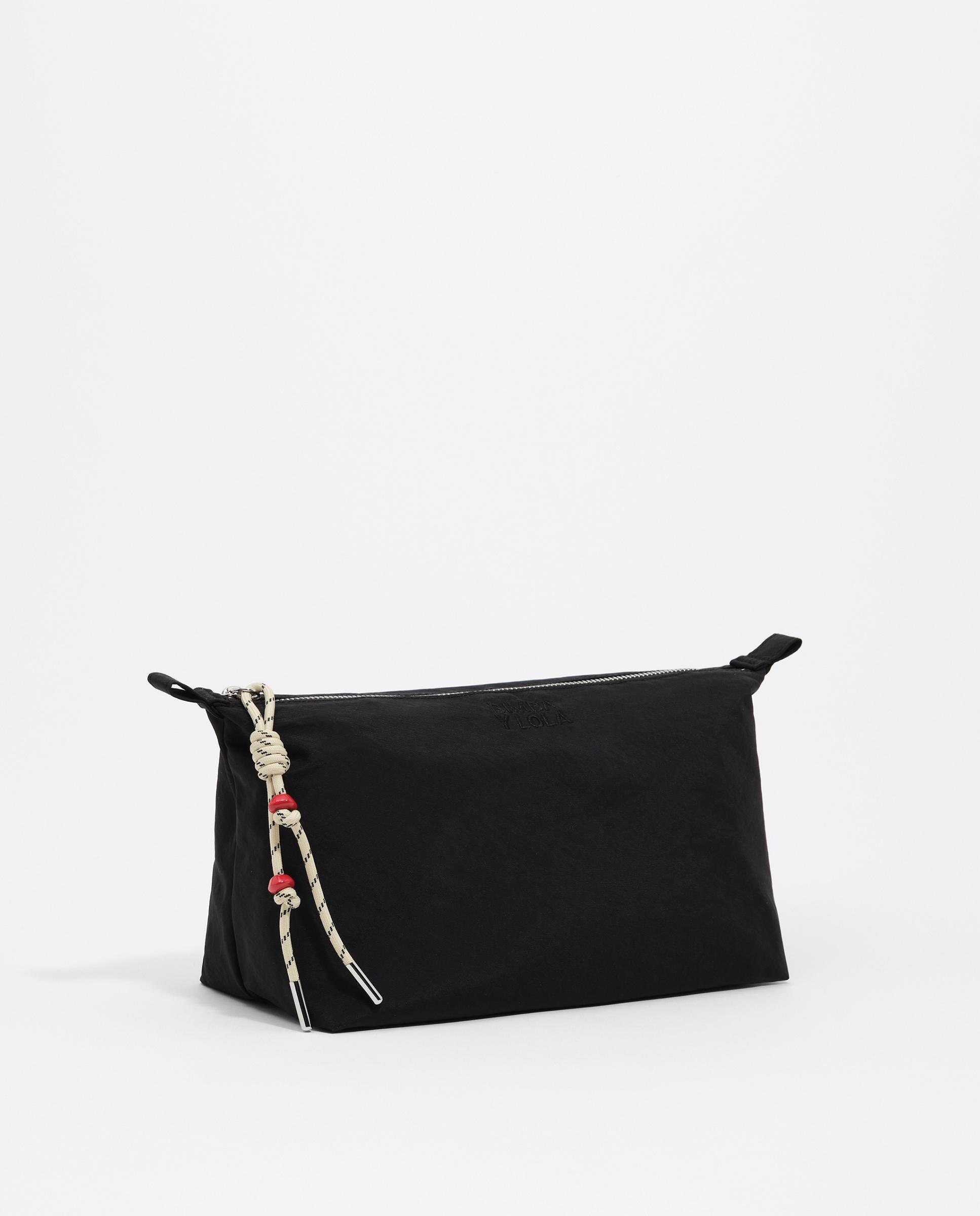 Necessaire Trapézio Grande de Nylon Preto-2