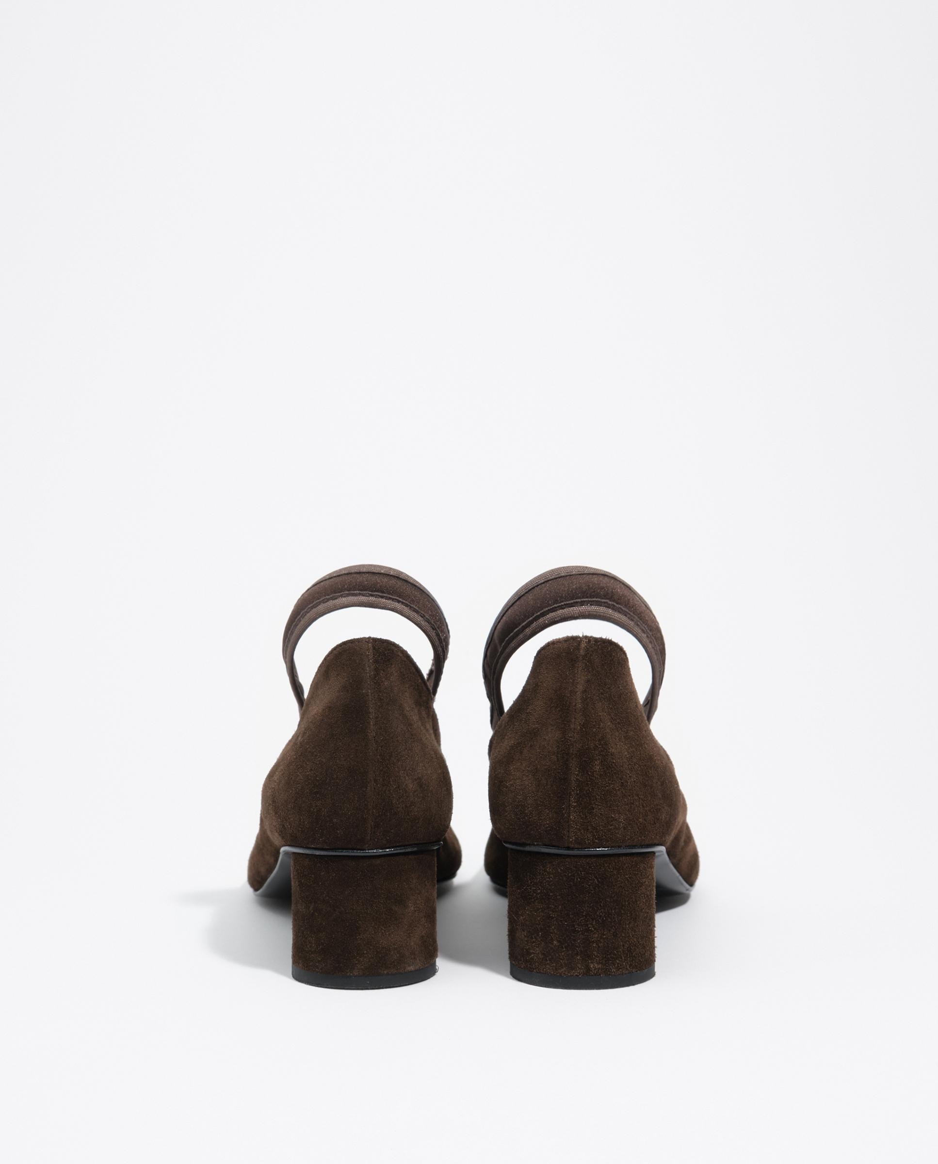 Sapatos de Salto em Camurça e Tricot Castanho-escuro-4