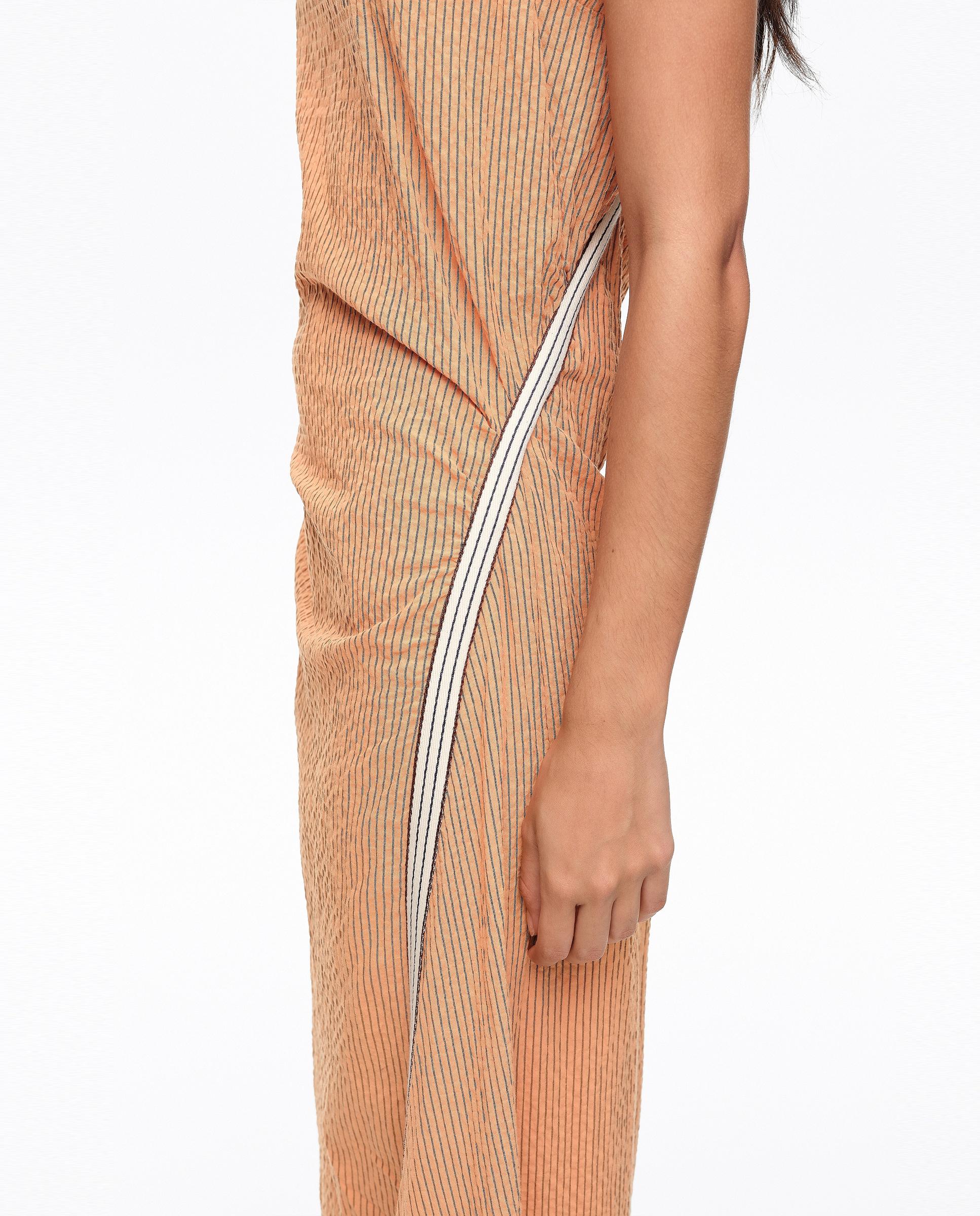 Vestido de Alças com Tira Sobreposta Laranja-2