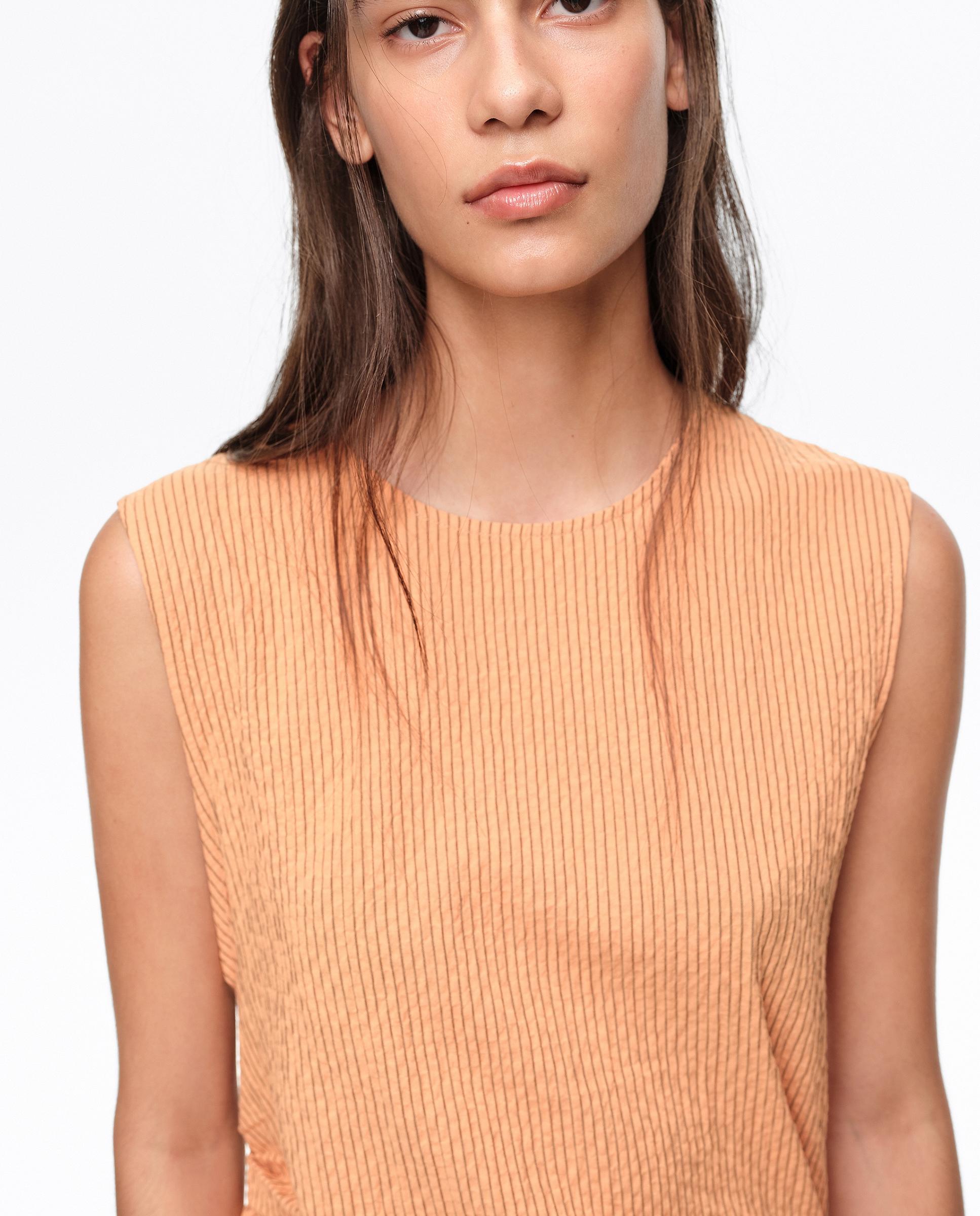 Vestido de Alças com Tira Sobreposta Laranja-3