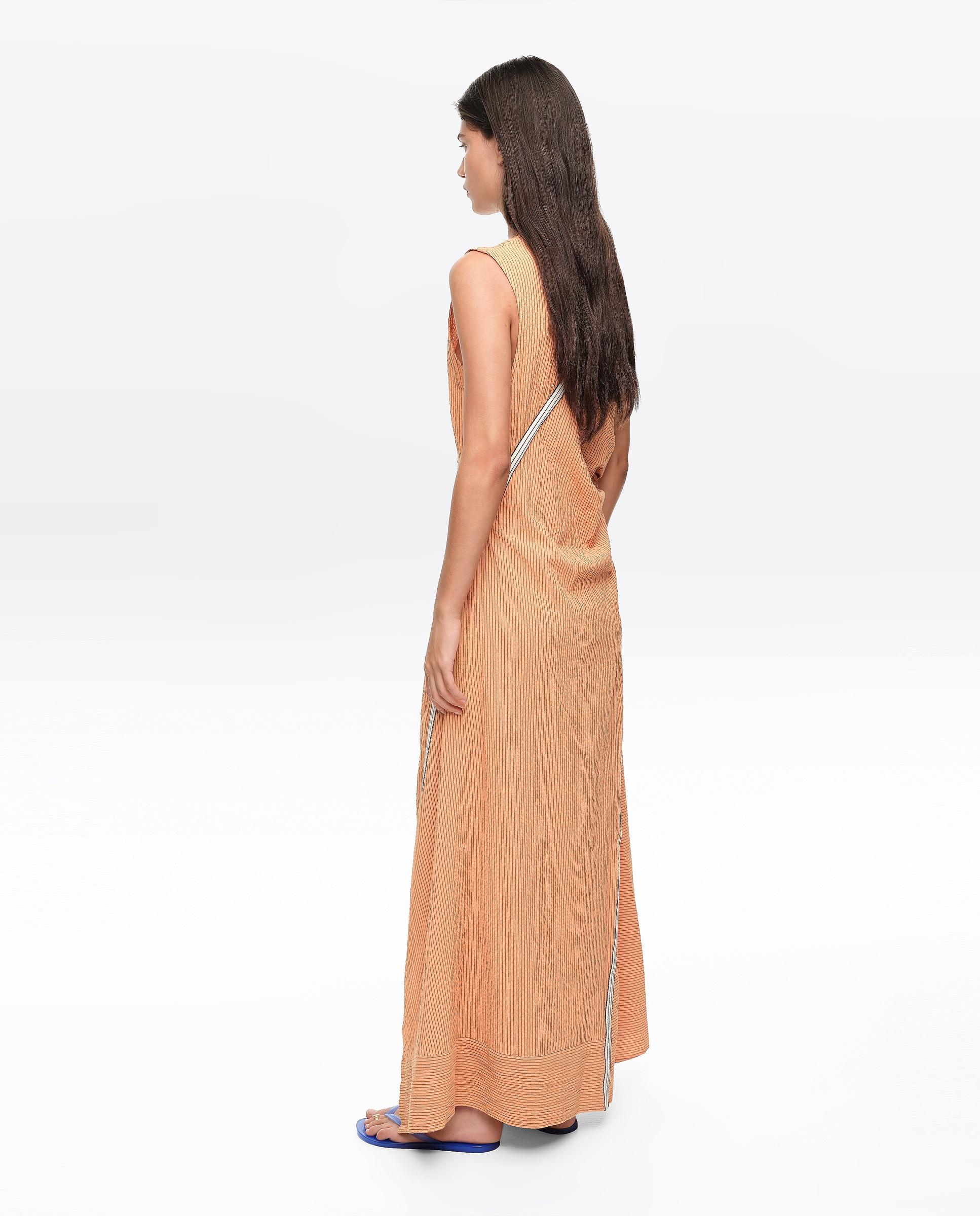 Vestido de Alças com Tira Sobreposta Laranja-5