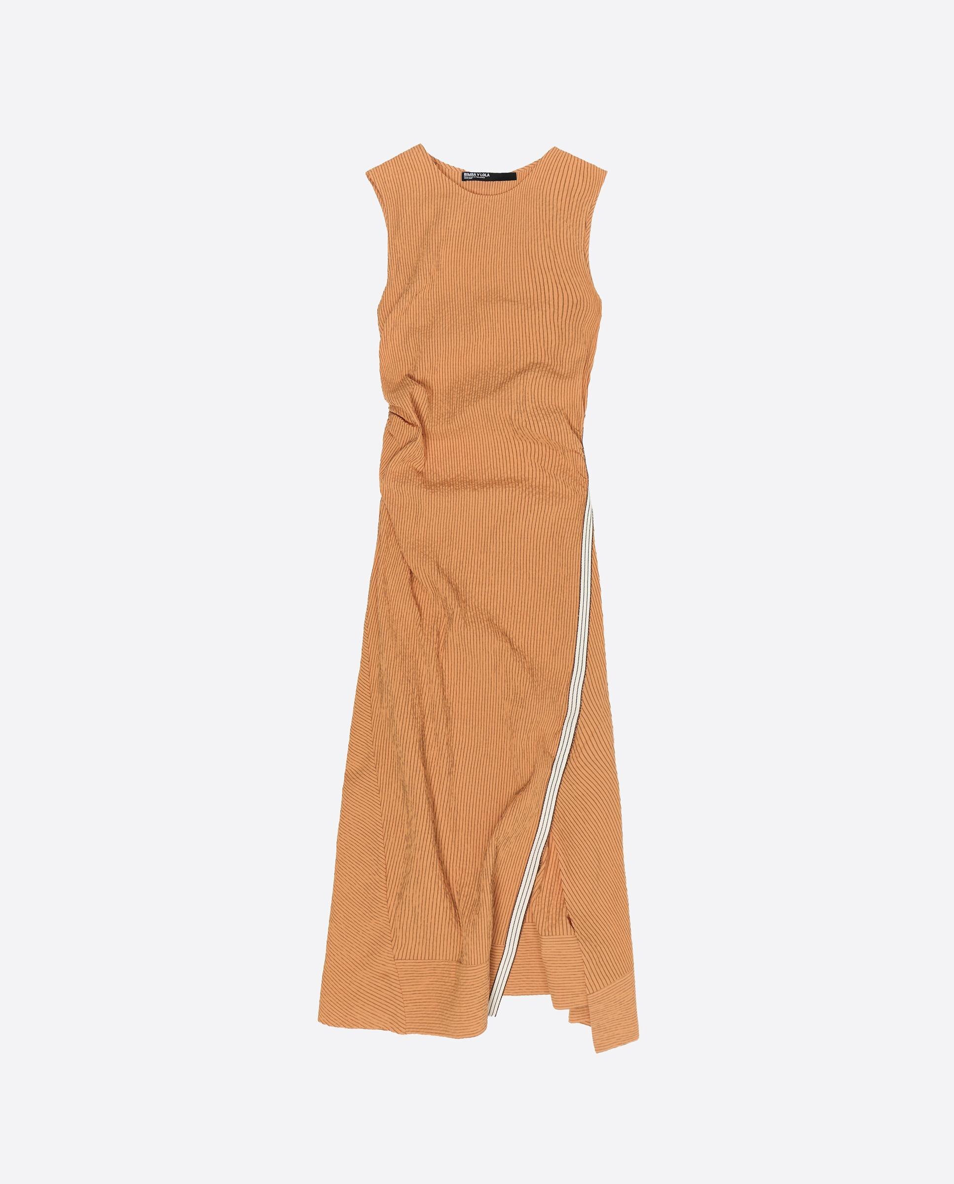 Vestido de Alças com Tira Sobreposta Laranja-6
