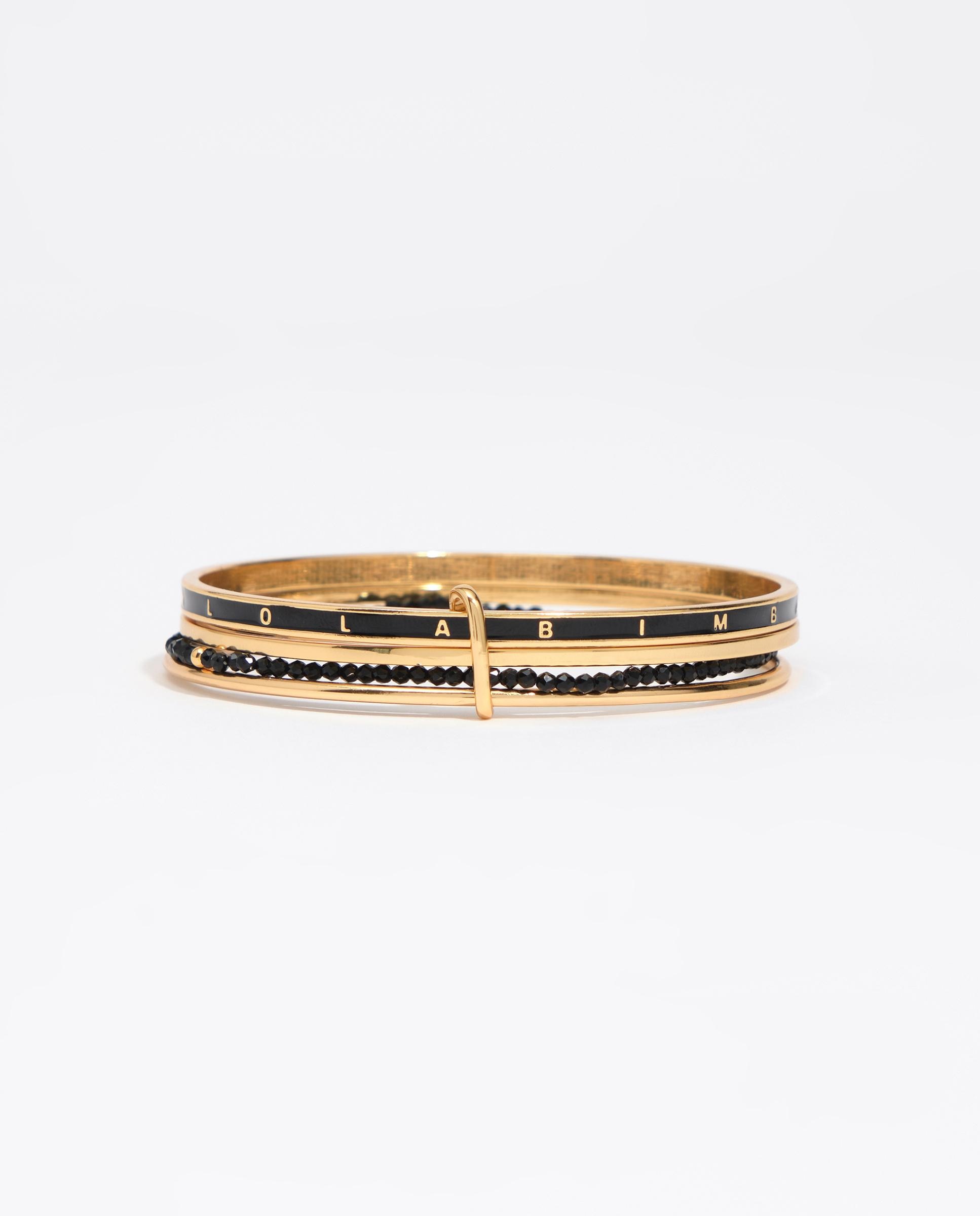 Pulseira Bandas de Metal Dourado com Cristais e Logo Dourado-2