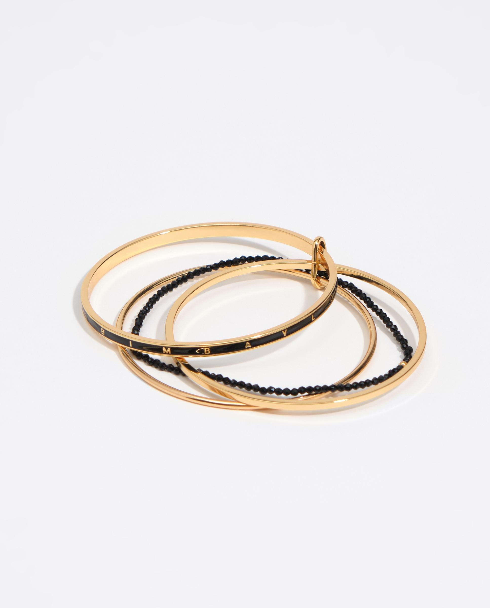 Pulseira Bandas de Metal Dourado com Cristais e Logo Dourado-3
