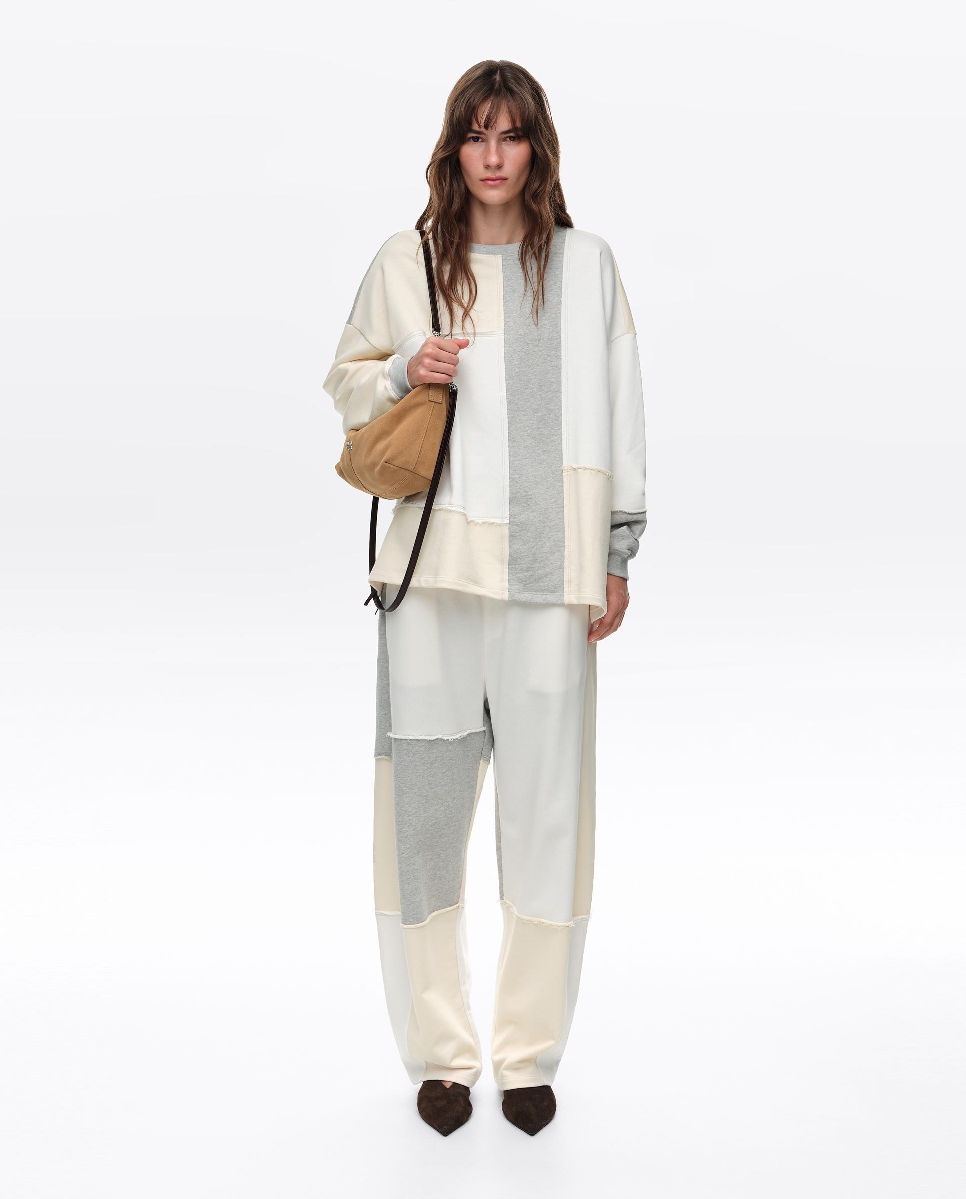 Calças Jogger Patchwork Algodão Marfim-6