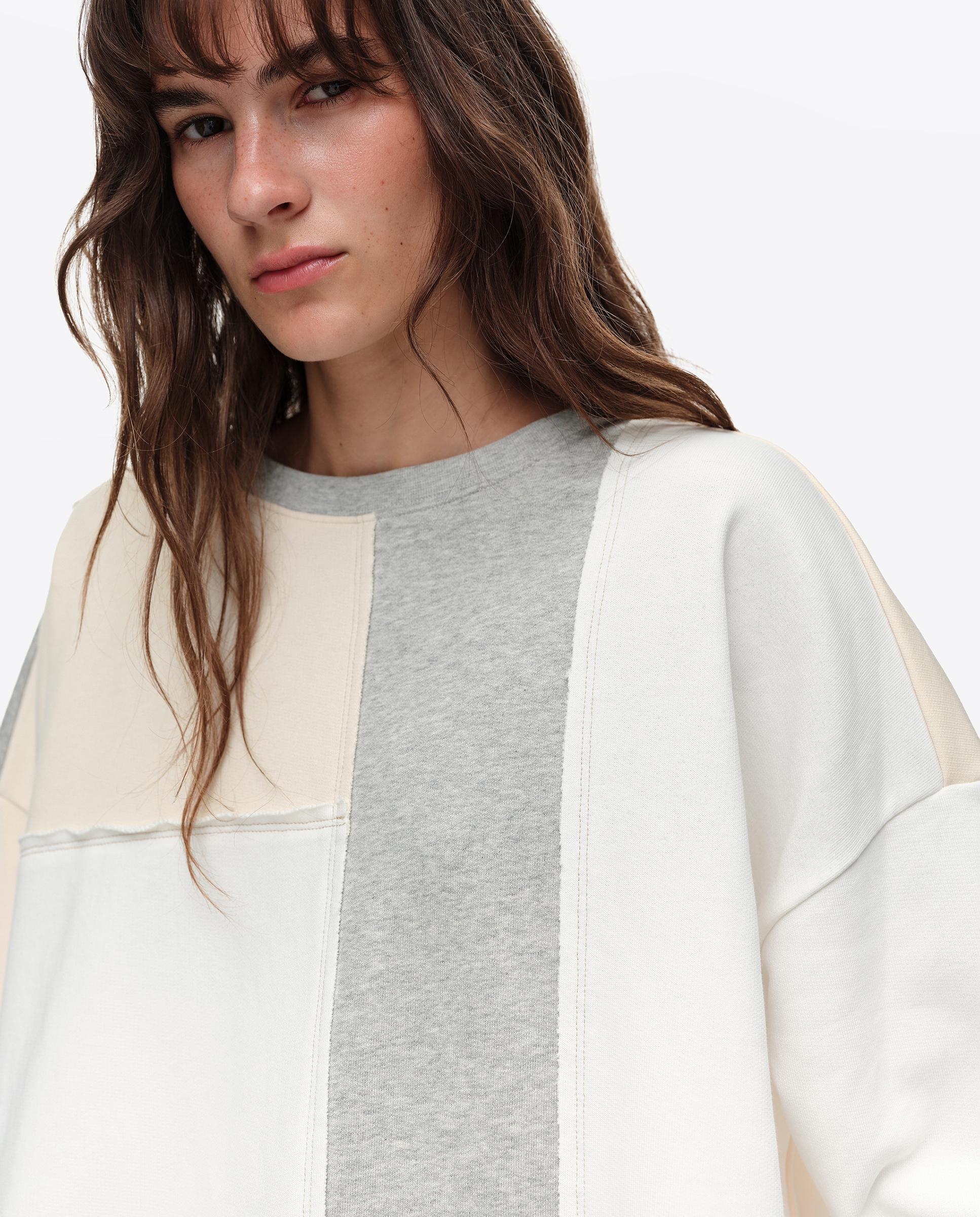Sweatshirt Oversize Patchwork Algodão Marfim-2