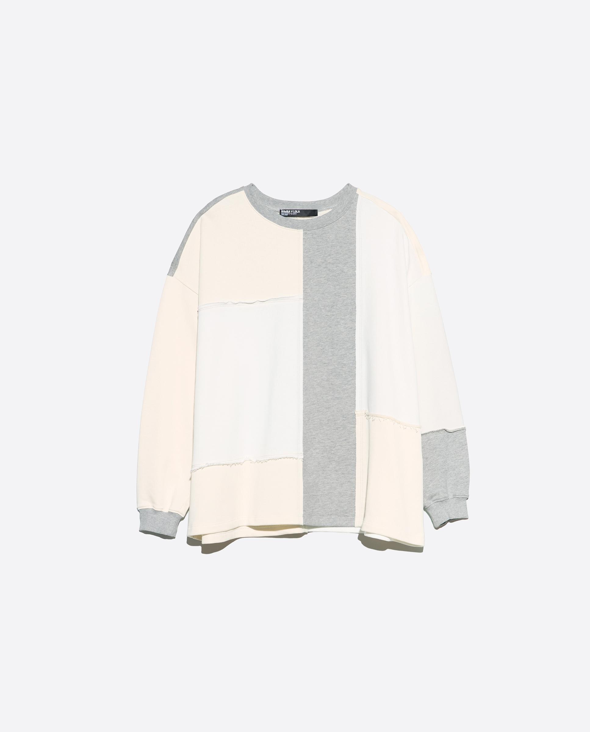 Sweatshirt Oversize Patchwork Algodão Marfim-5