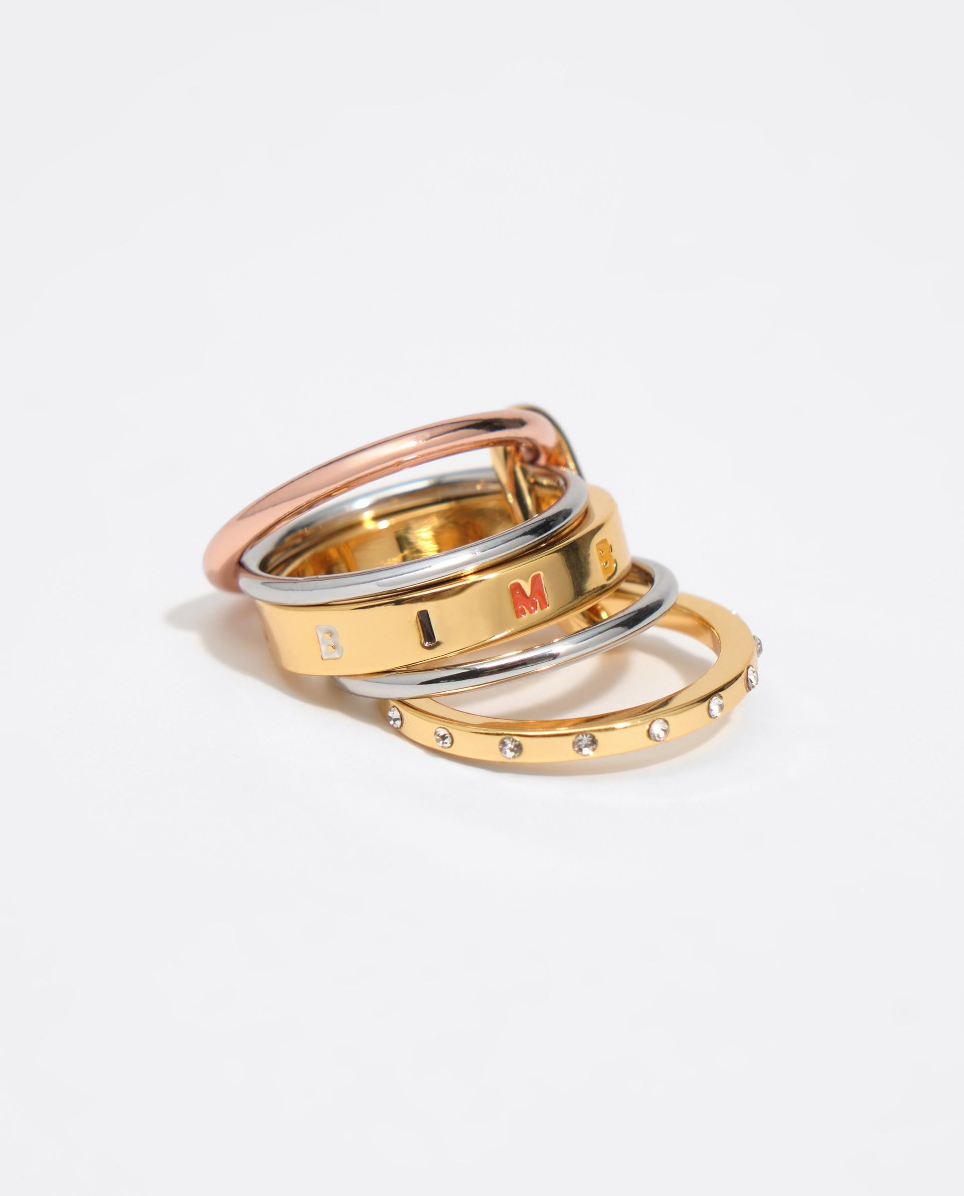 Anel Bandas Metal Multioro e Cristais com Logo Dourado-3