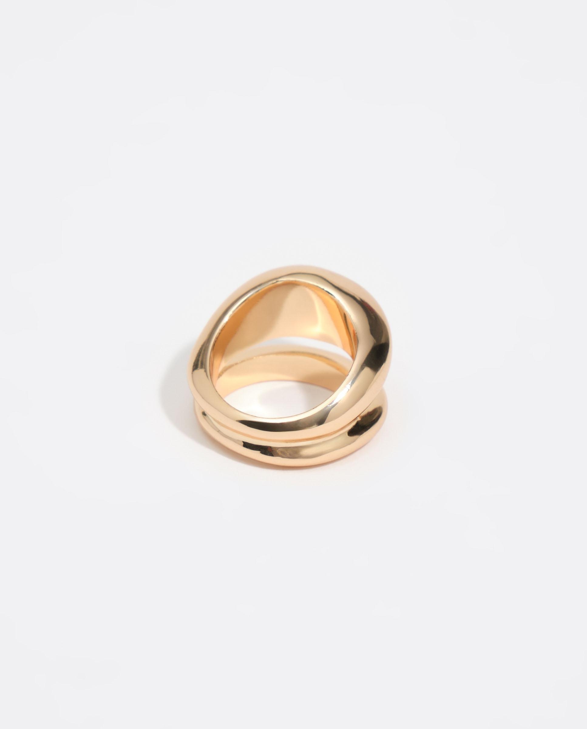 Anel Duas Bandas Irregular Dourado Dourado-4