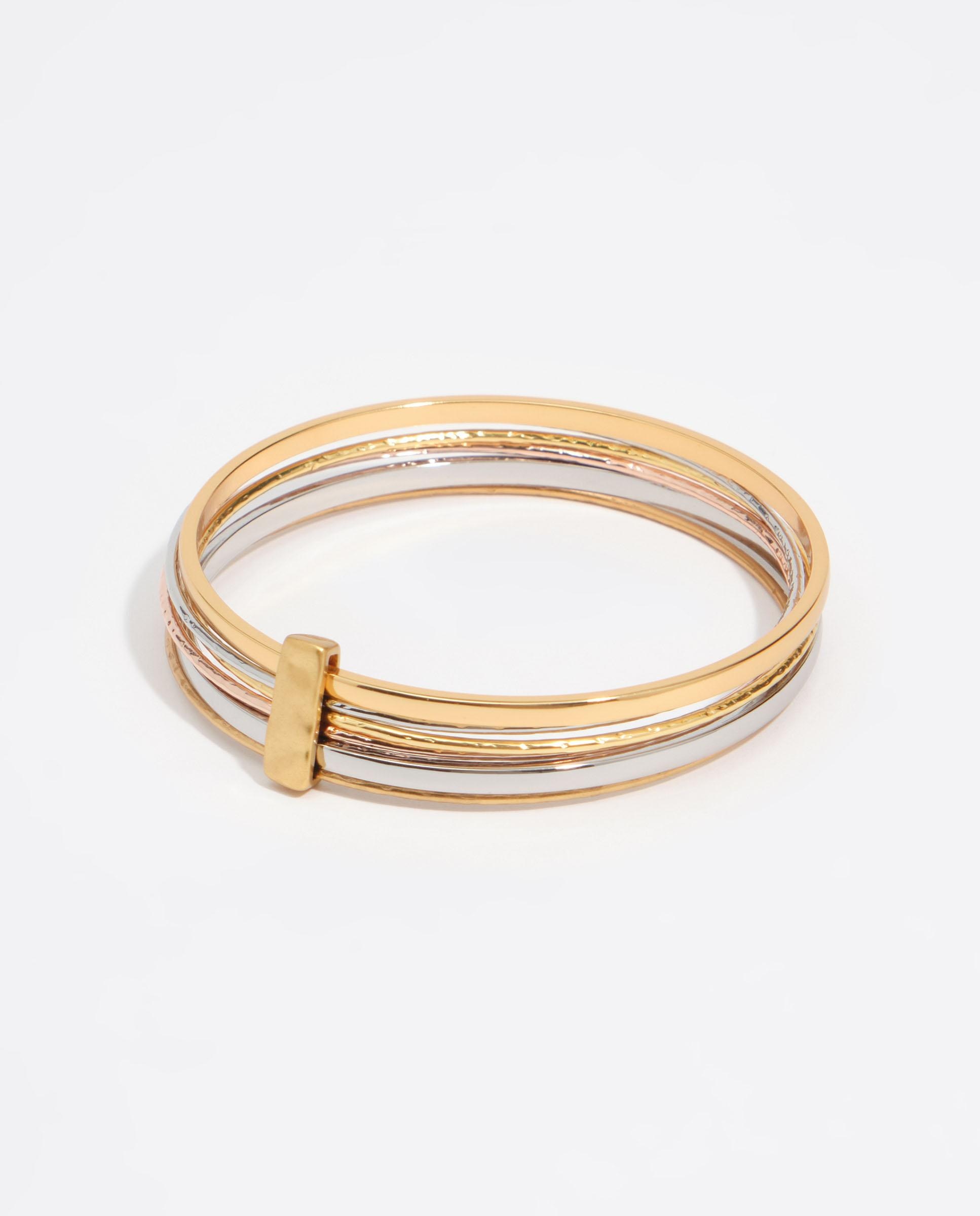 Pulseira Bandas Multioro Envelhecido Dourado-3