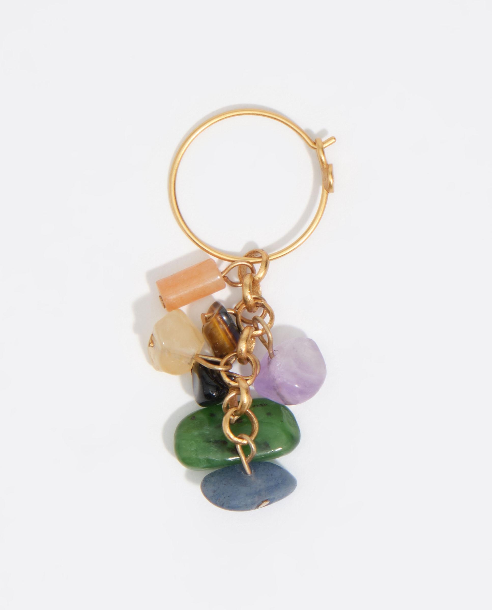 Brincos de Argola Multipedras em Dourado Envelhecido Dourado-3