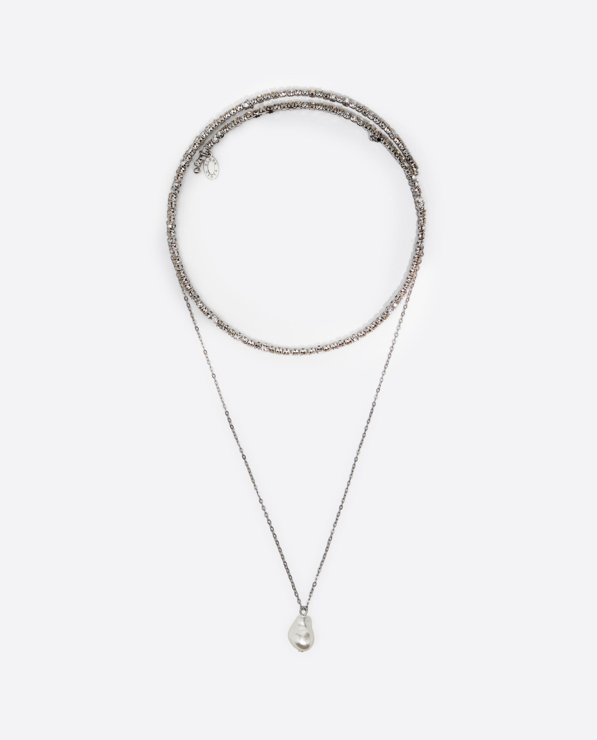Imagem 0 de Choker Cristais e Corrente Pérola