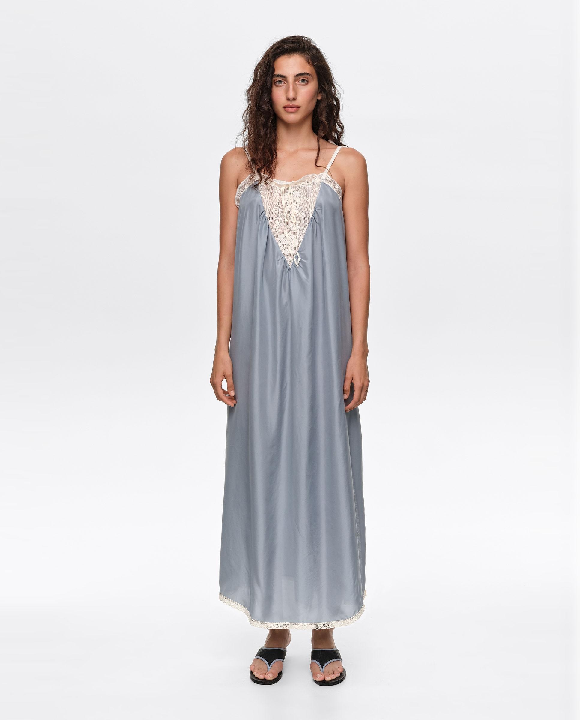 Imagem 0 de Vestido de Alças com Rendas em Seda