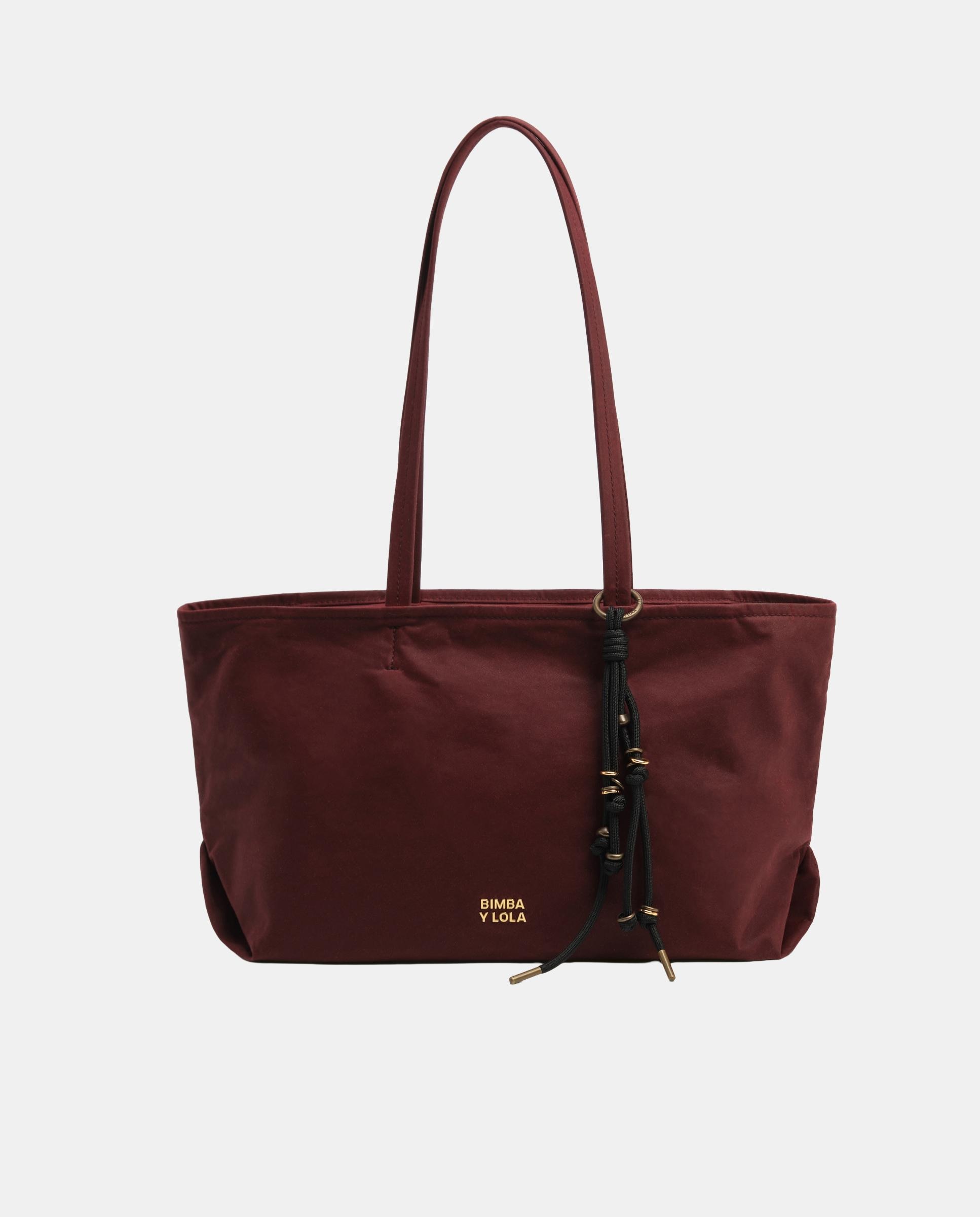 Mala de Ombro Shopper Média Encerada Bordeaux-3