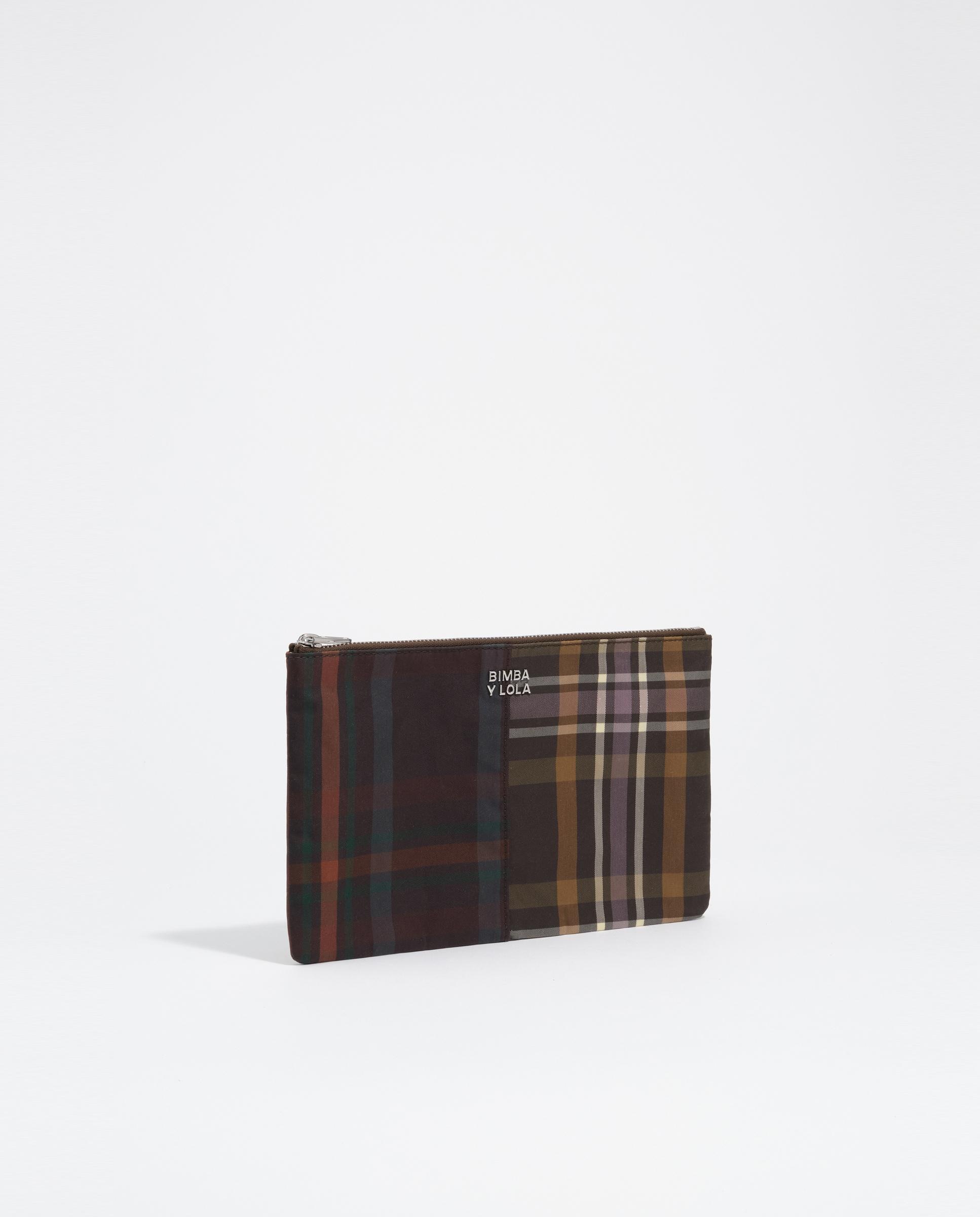 Necessaire Envelope Médio Encerado Tartã Verde-2