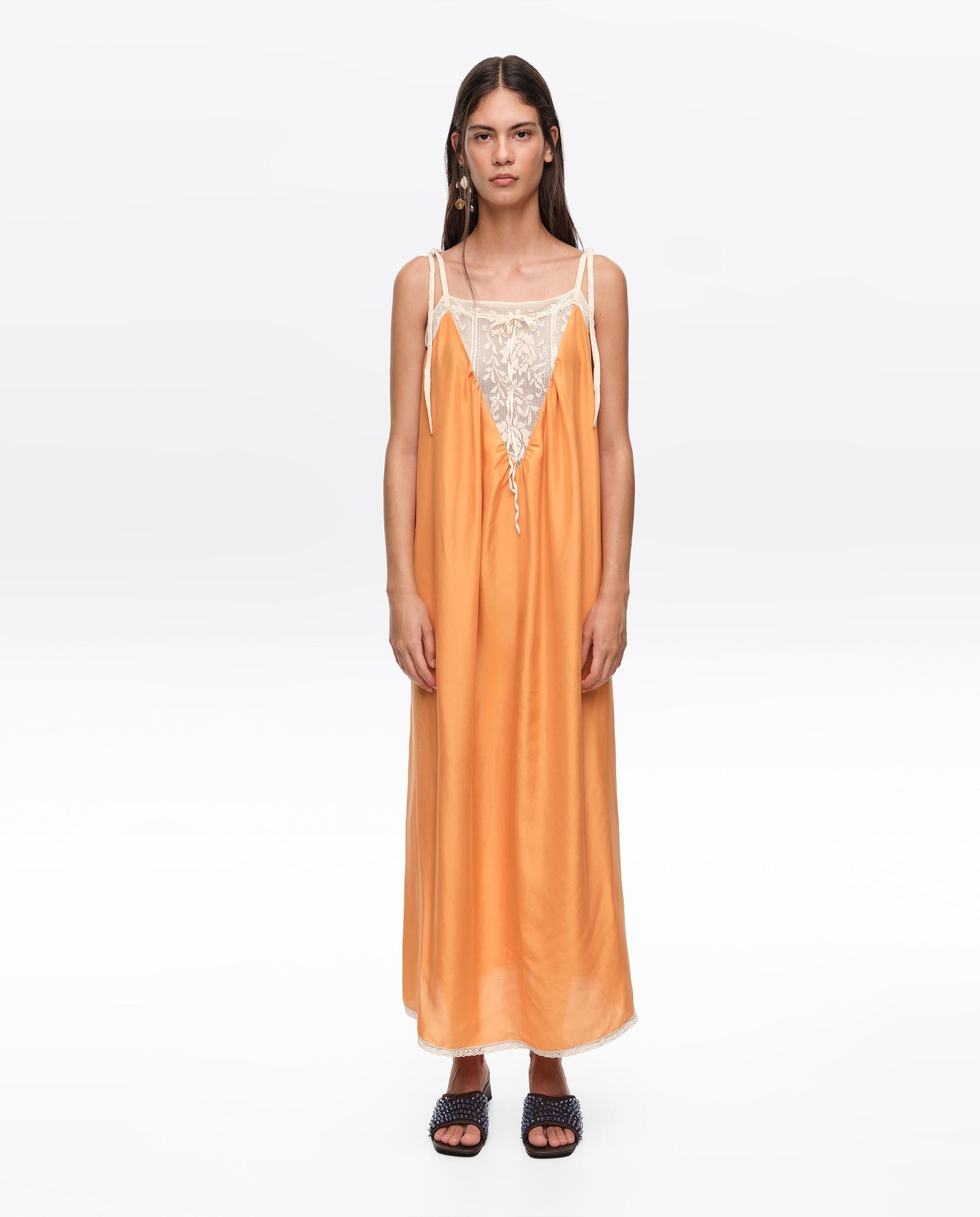 Imagem 0 de Vestido de Alças com Rendas em Seda