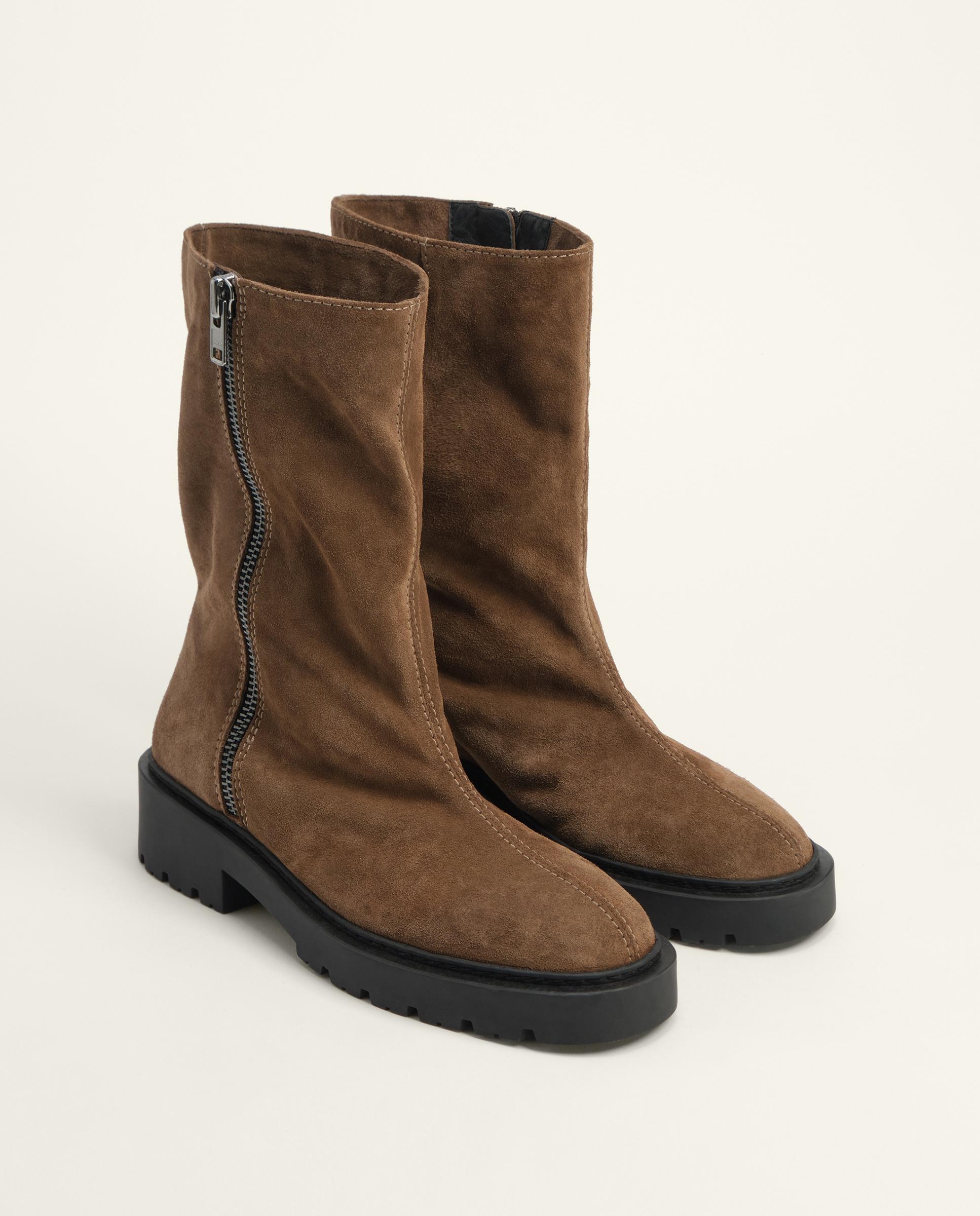 Botins em Camurça com Fecho Zip Torrado-2