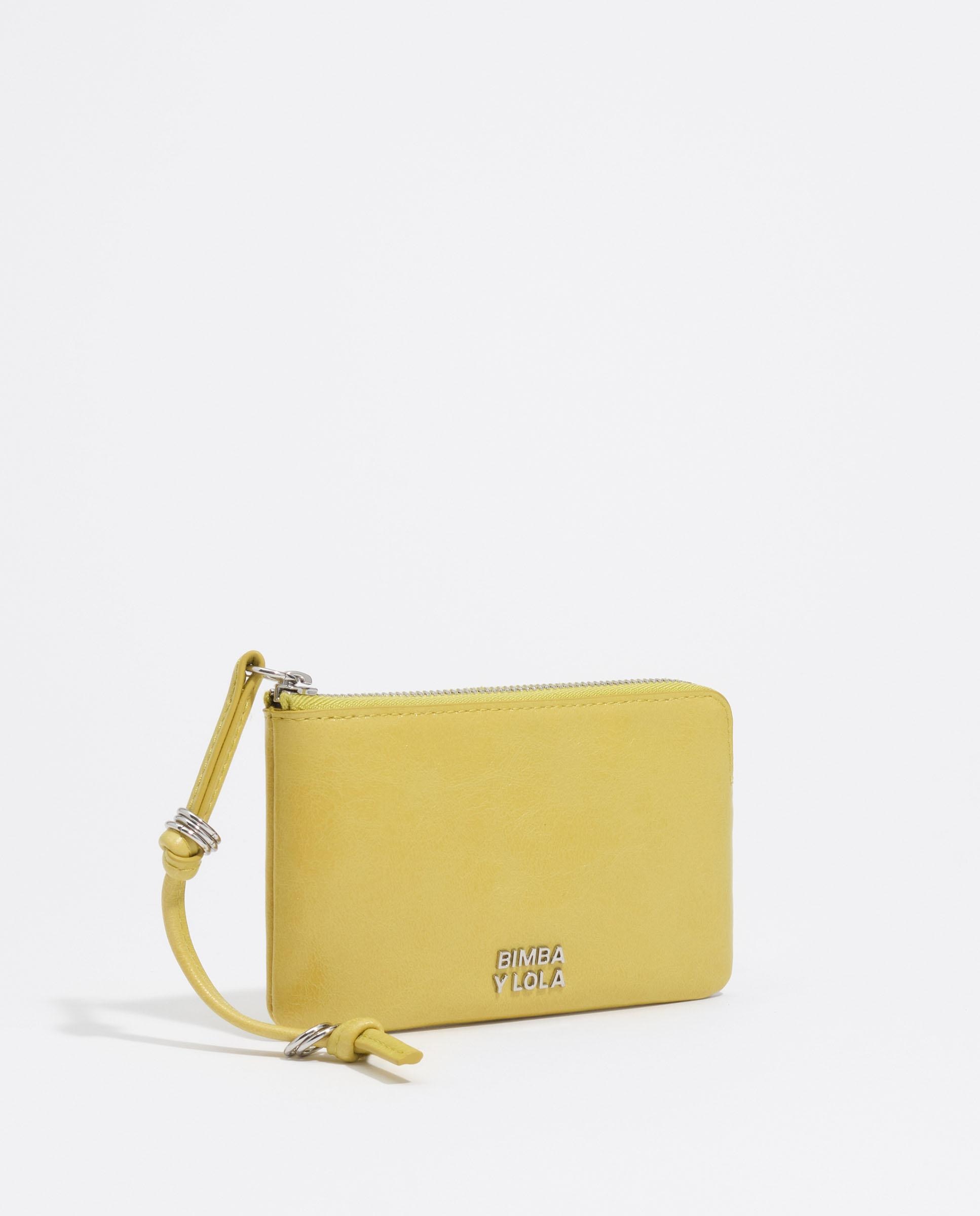 Porta-moedas Pequeno em Pele Amarelo-2
