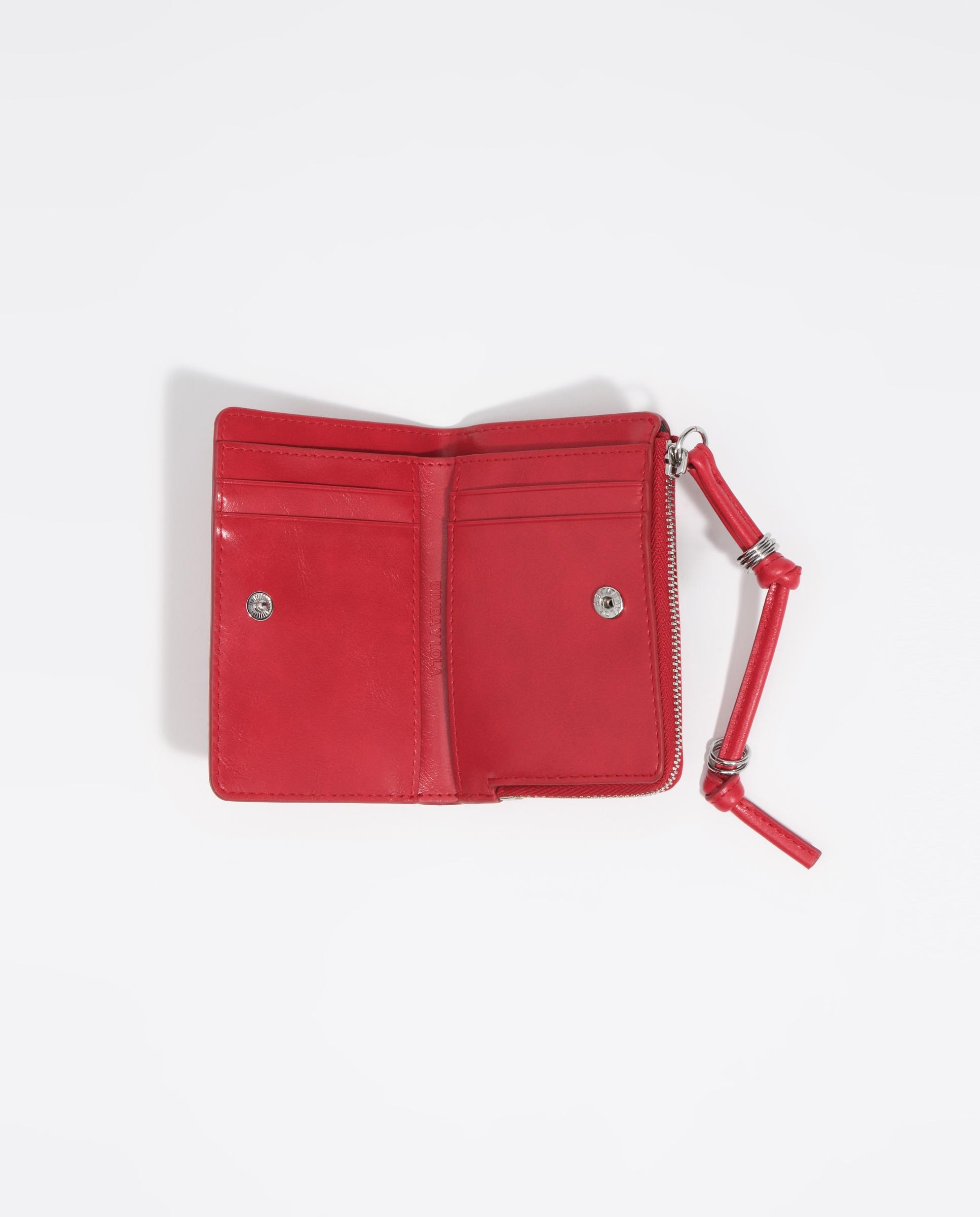 Carteira Compacta de Pele Vermelho-3