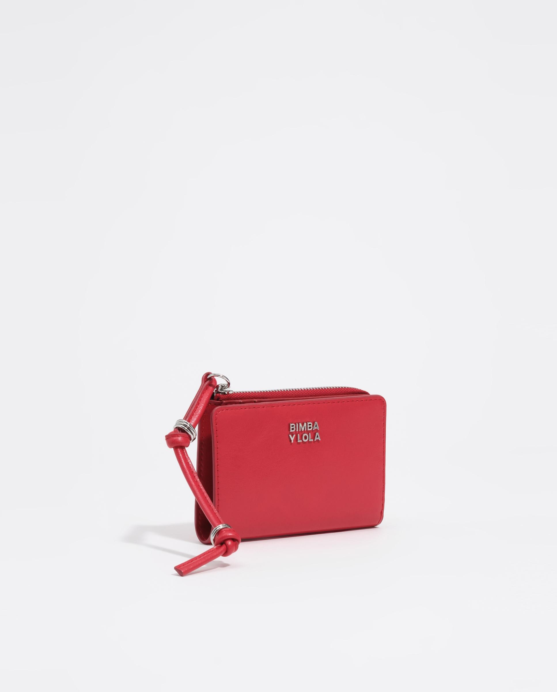 Carteira Compacta de Pele Vermelho-5