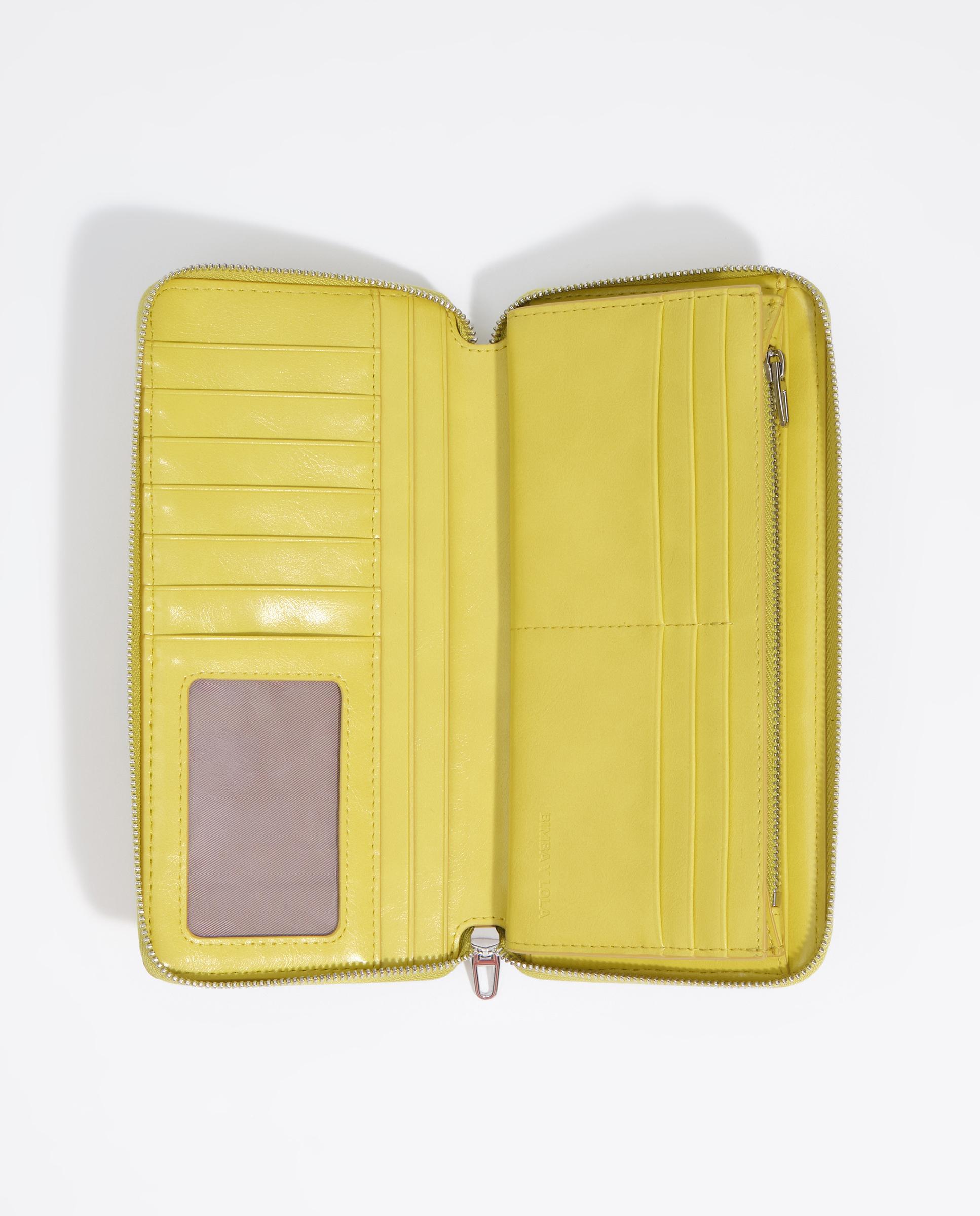 Carteira com Fecho Zip Grande Pele Amarelo-2